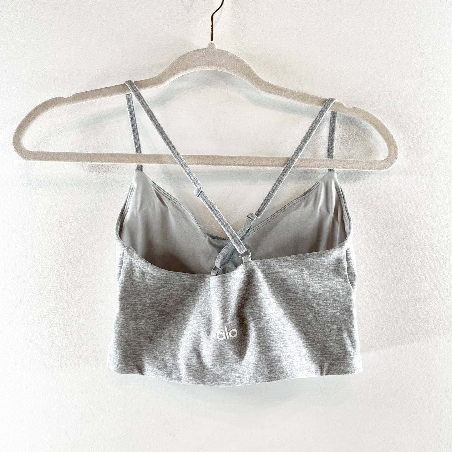 Alosoft Crossback Cutout Highlight Sports Bra Athletic Heather Grey Small