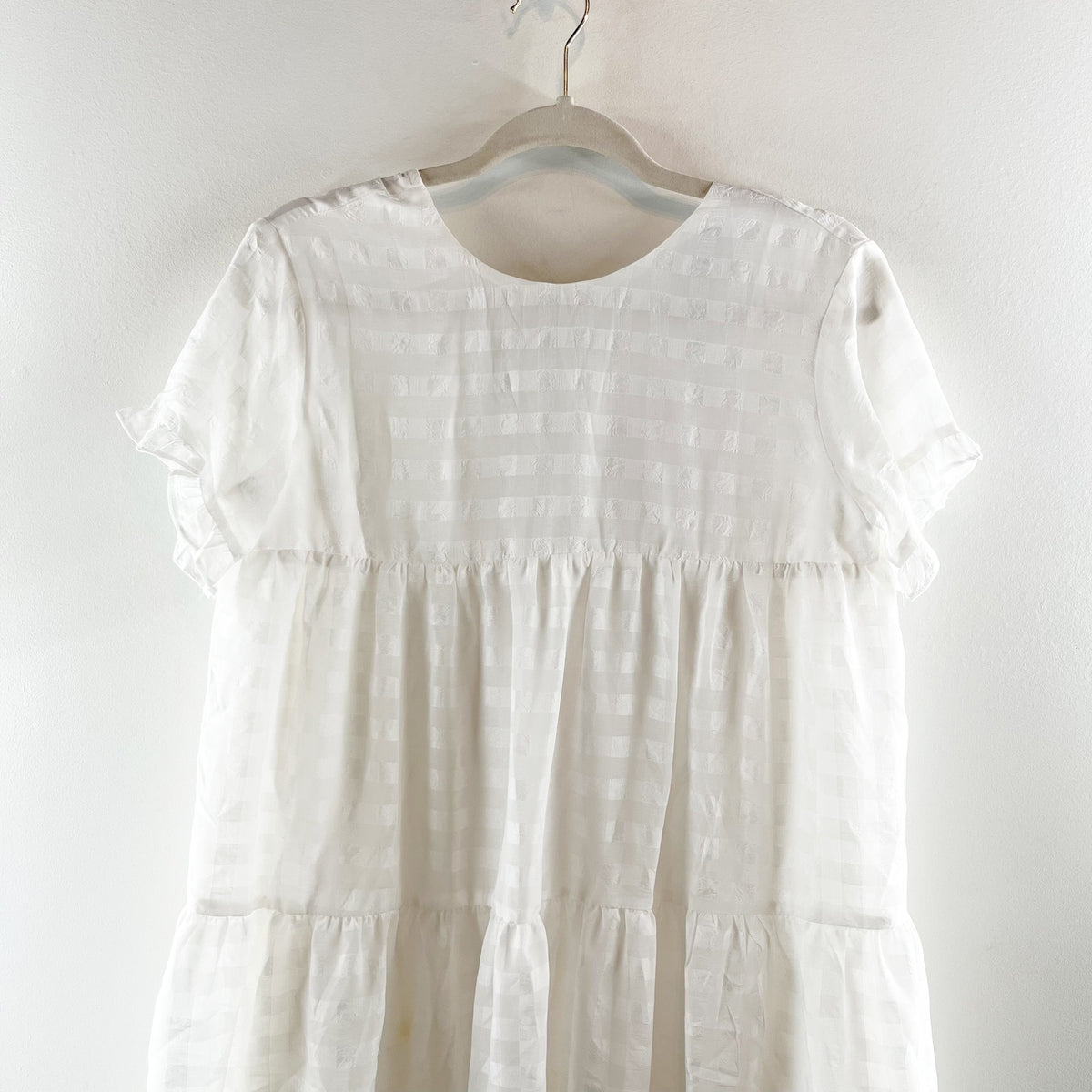Hello Molly We Need Space Babydoll Tiered Mini Dress White 2