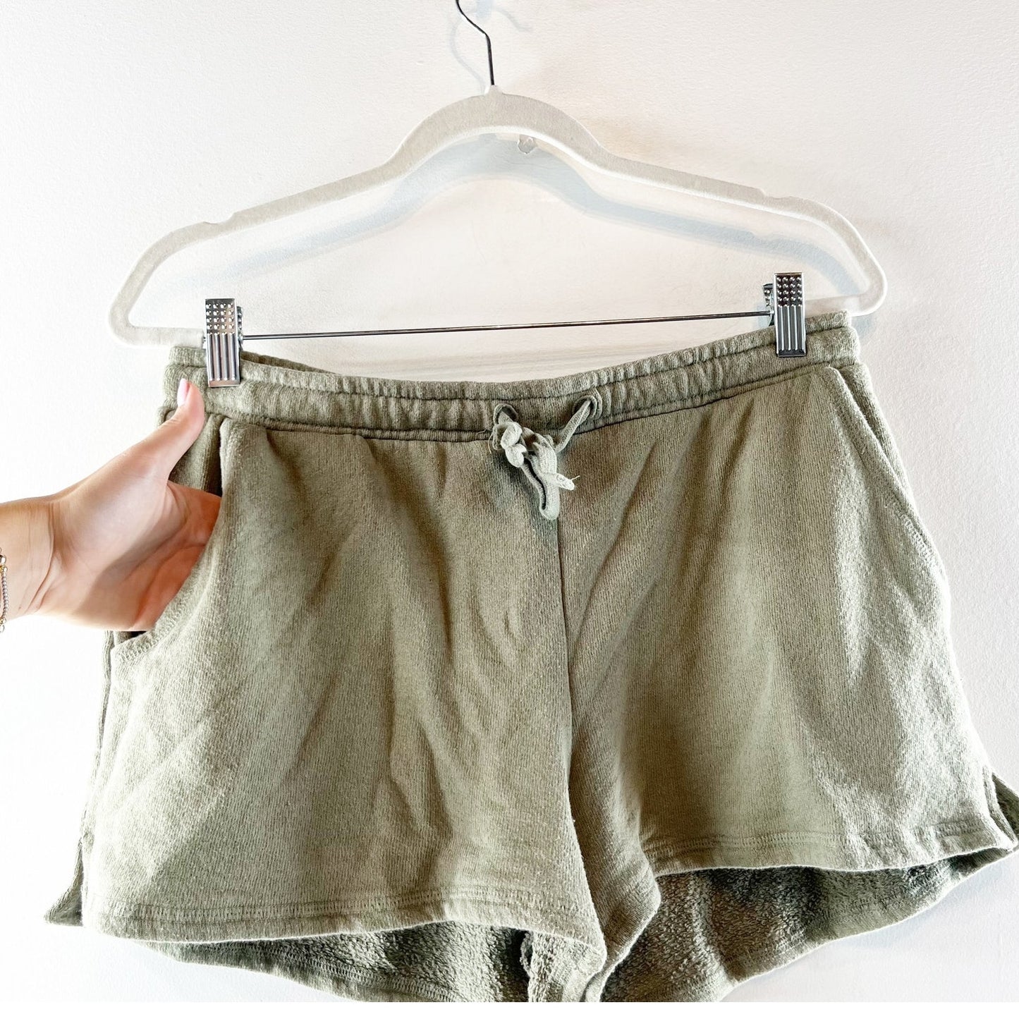 Z Supply Cotton High Rise Tie Dye Lounge Shorts Green Medium