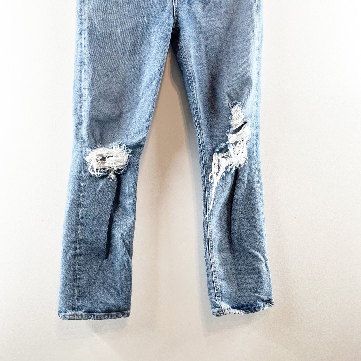 AGOLDE Riley High Rise Slim Straight Distressed Ripped Crop Jeans Blue 26