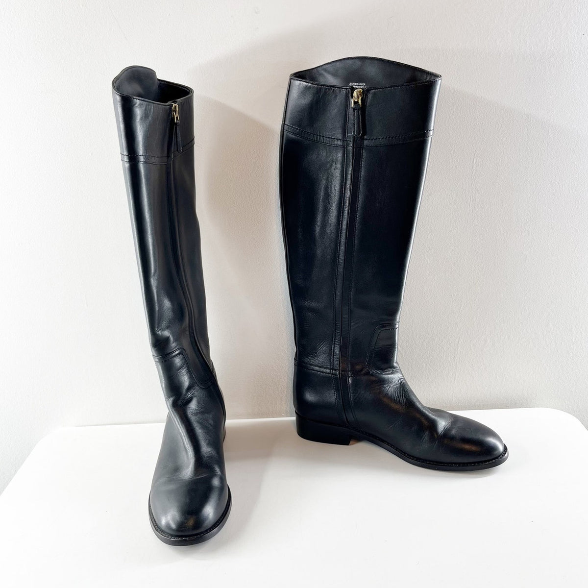 Tory Burch Junction Tall Leather Riding Boots Black 8.5