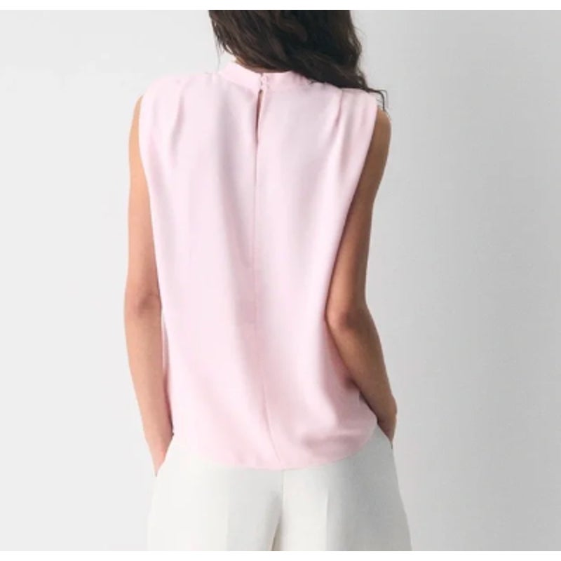 Aritzia Babton Carter Mock Neck Draped Satin Blouse Villa Pink XXS