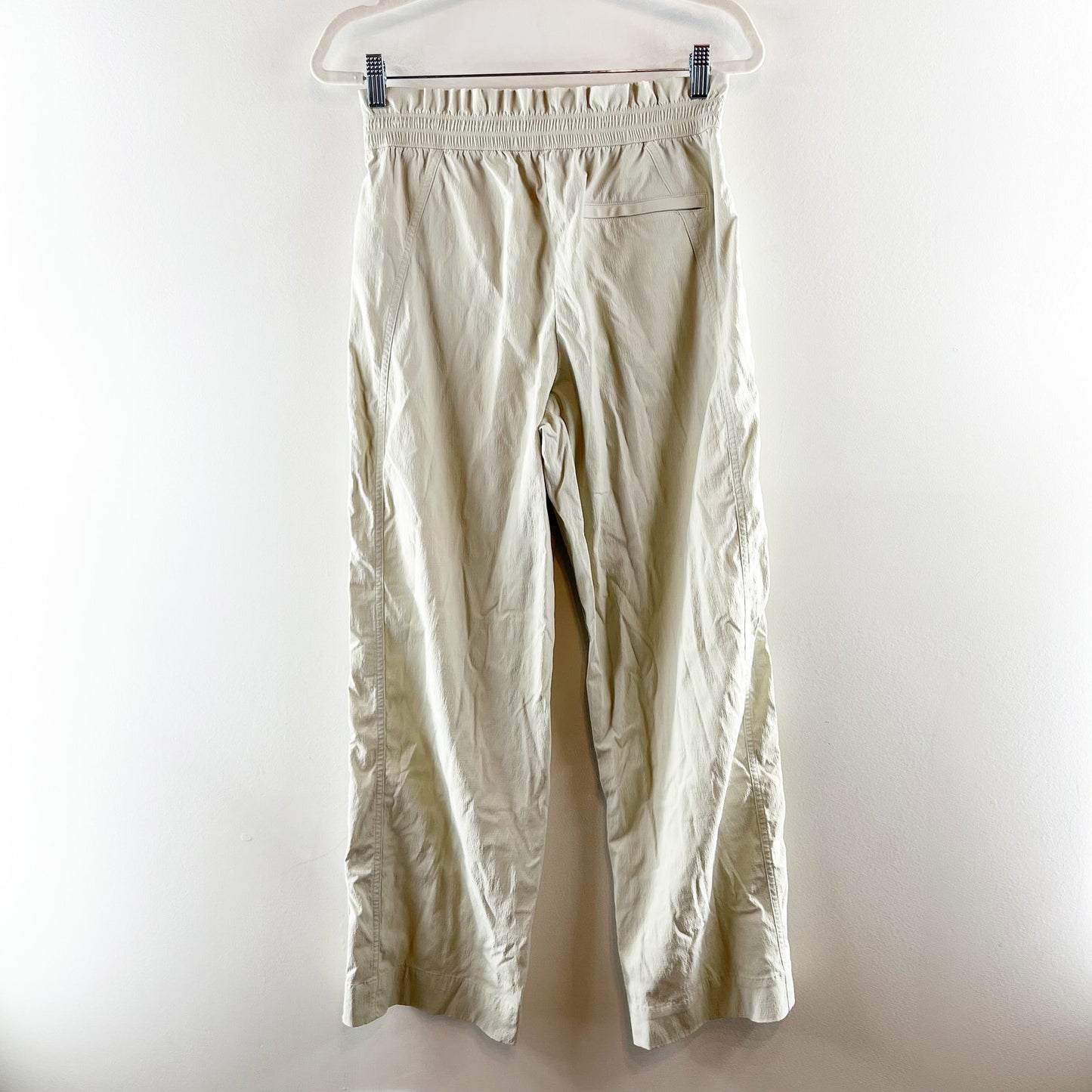 Athleta Trekkie High Rise Parachute Wide Leg Pants Cream Light Green 6