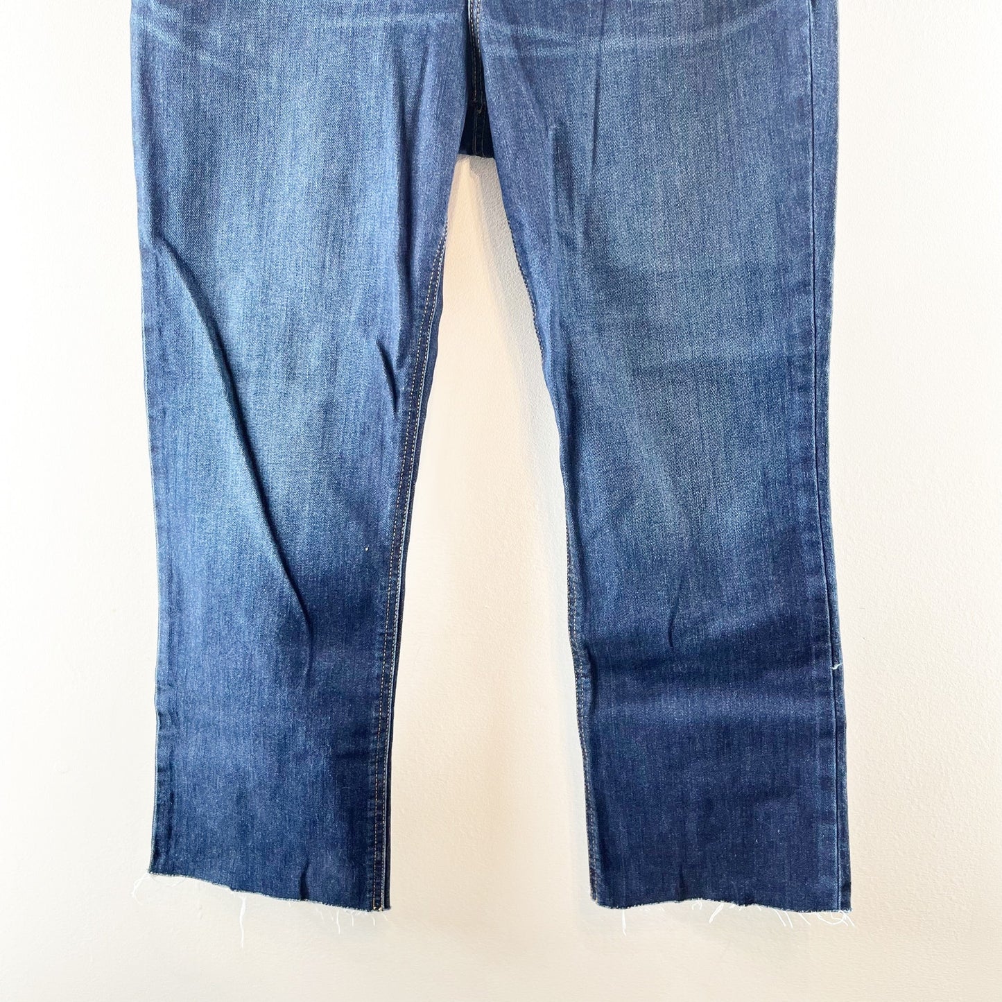 Old Navy High Rise Cropped Raw Hem Dark Wash Flare Jeans Blue 12