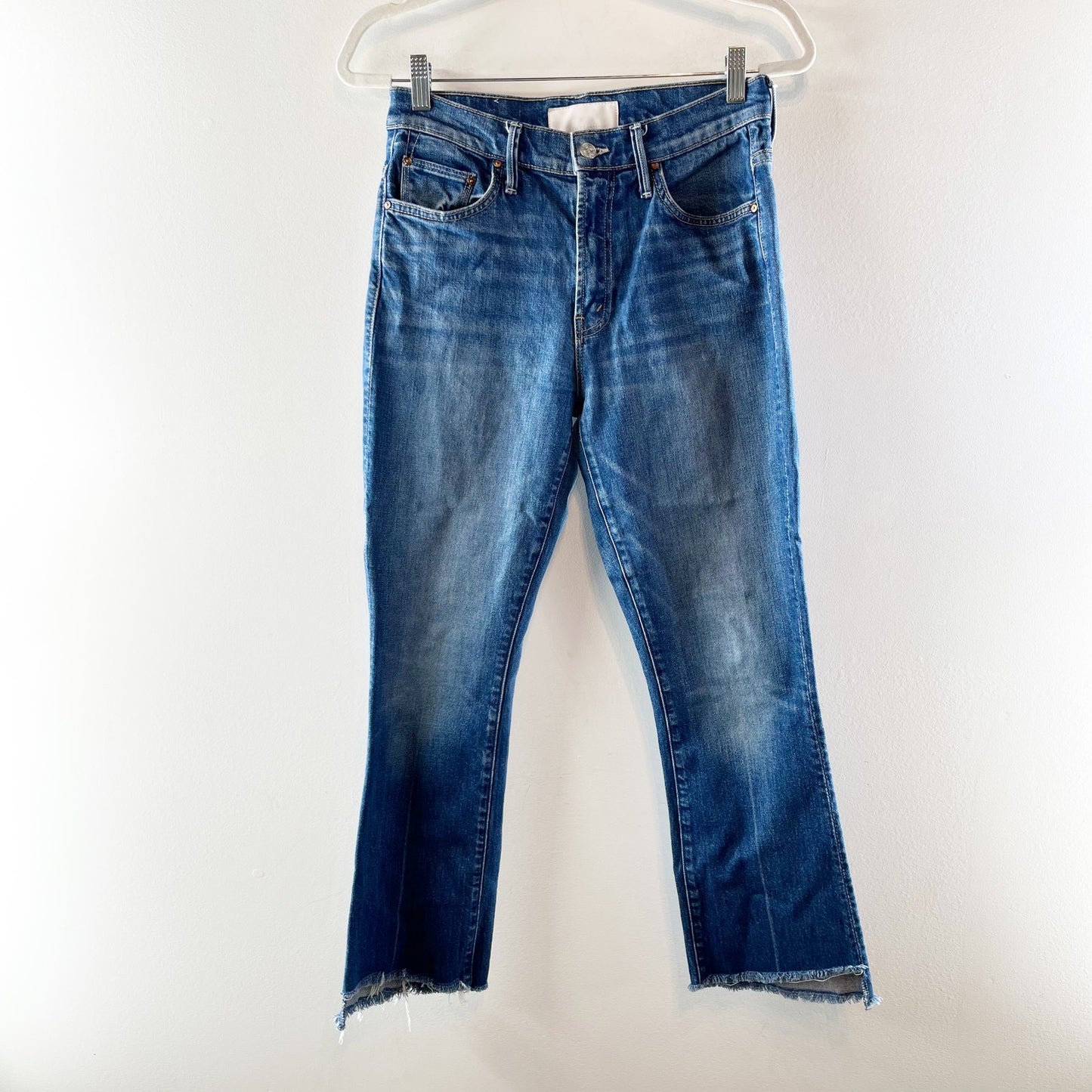 Mother The Insider Crop Step Fray Hem Mid Rise Jeans Blue Bad Reputation 28