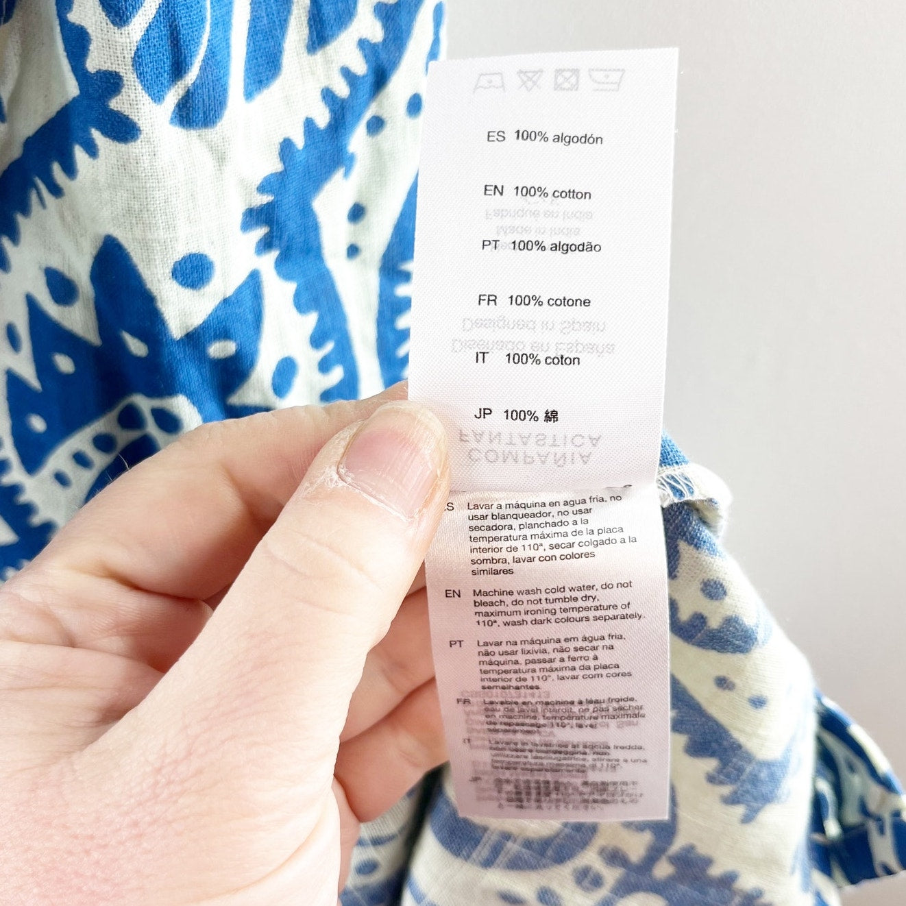 Compania Fantastica Aquaria Printed Midi Sleeveless Shirt Dress Blue White Large