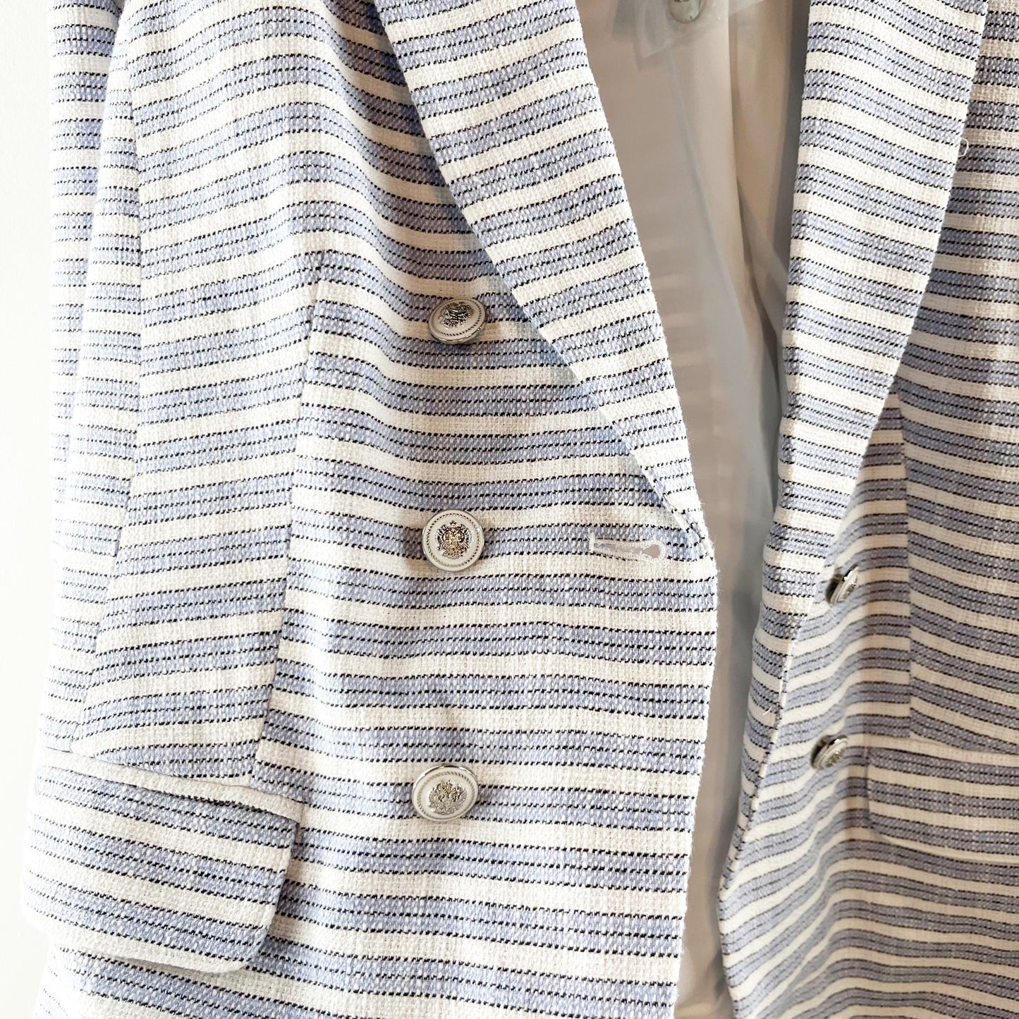 J. Jill Striped Modern Spectator Blazer Jacket Blue White Large