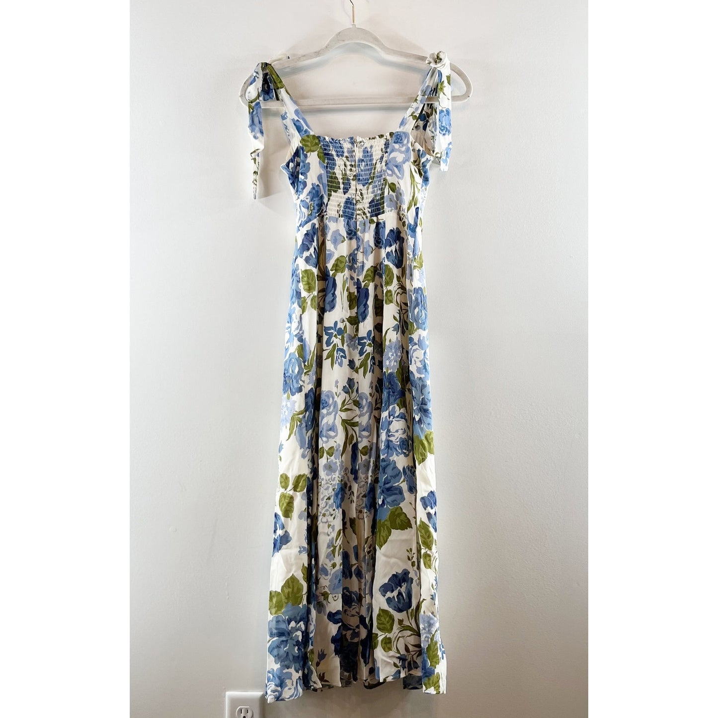 Reformation Nadira Floral Tie Shoulder Smocked Fit & Flare Midi Dress Lucca 2