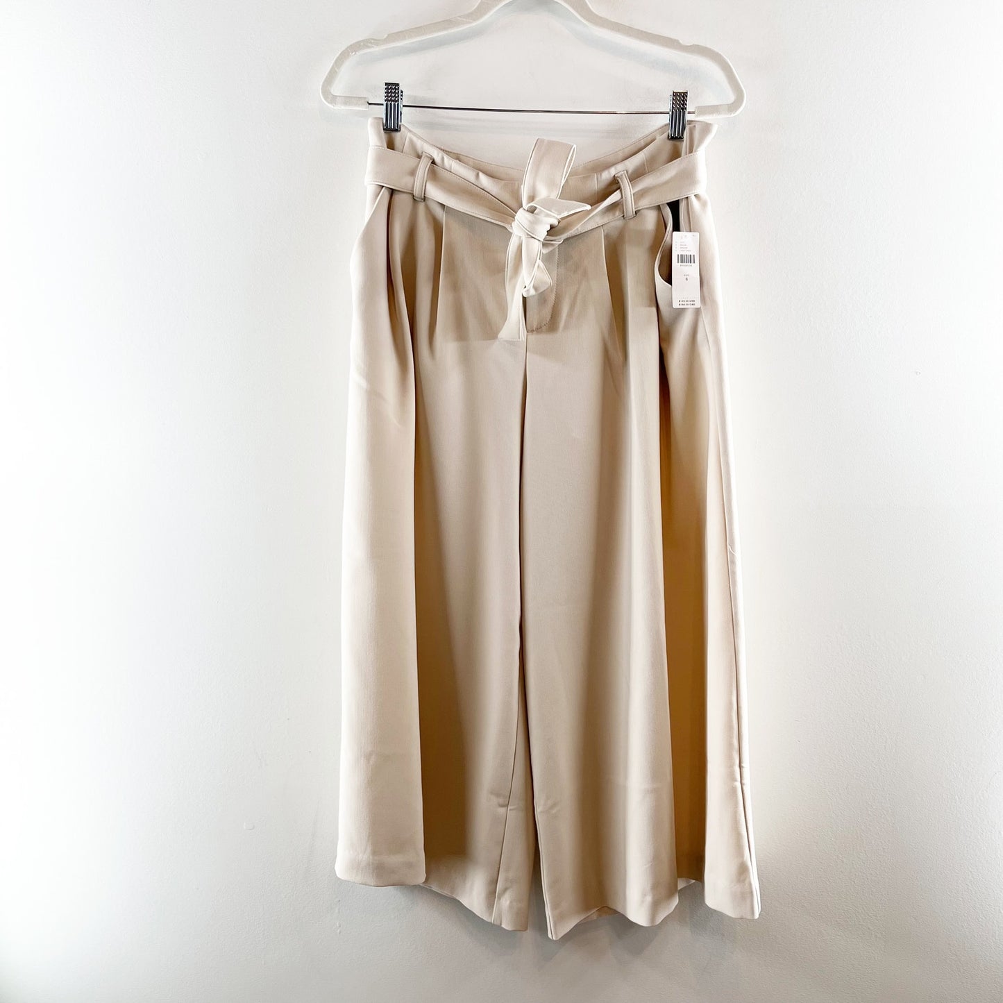 Anthropologie Maeve Wide Leg Tie Waist Culotte Pants in Light Sand Tan 4