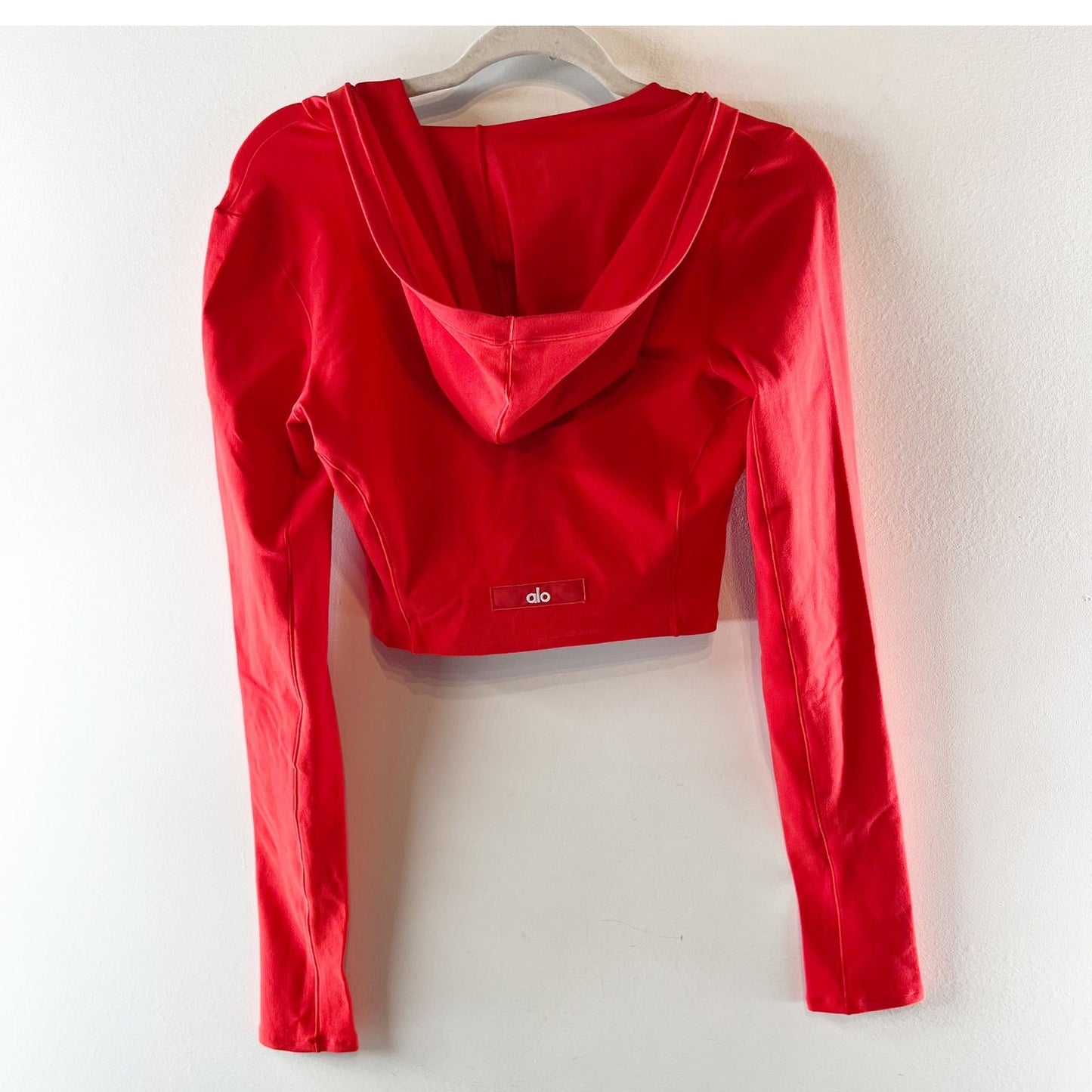Alo Alosoft Sincere Fitted Full Zip Cropped Hoodie Jacket Bright Red Small
