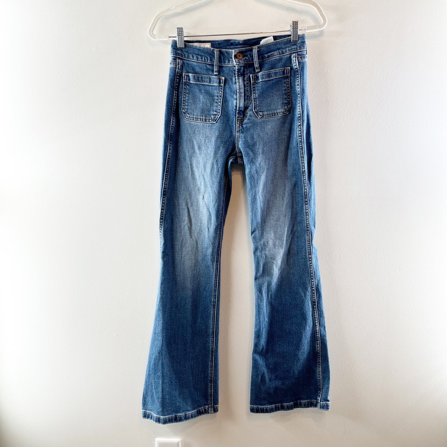 Gap Cotton Blend High Waisted '70s Denim Flare Jeans New Medium Indigo 26 / 2 P