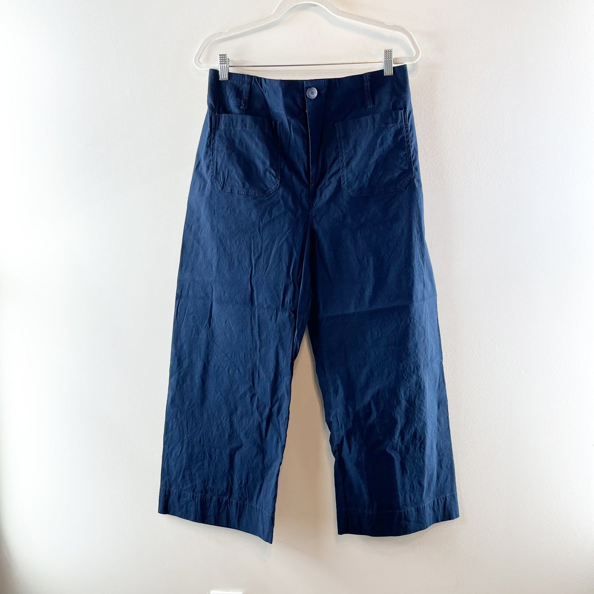 Maeve Anthropologie Colette High Rise Cropped Wide Leg Pants Navy Blue 31 / 12