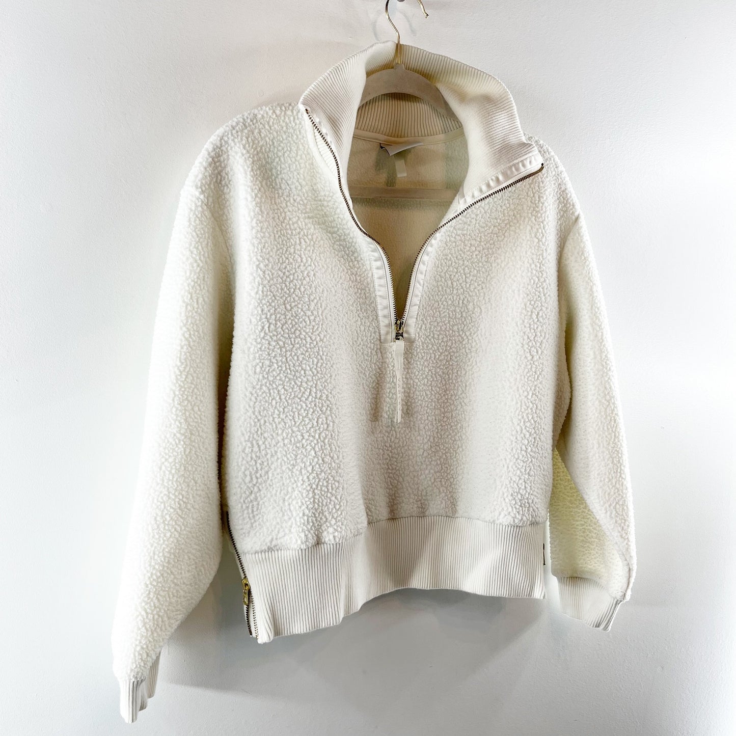 Varley Roselle Long Sleeve Pullover Half Zip Fleece Sweatshirt Cream Small