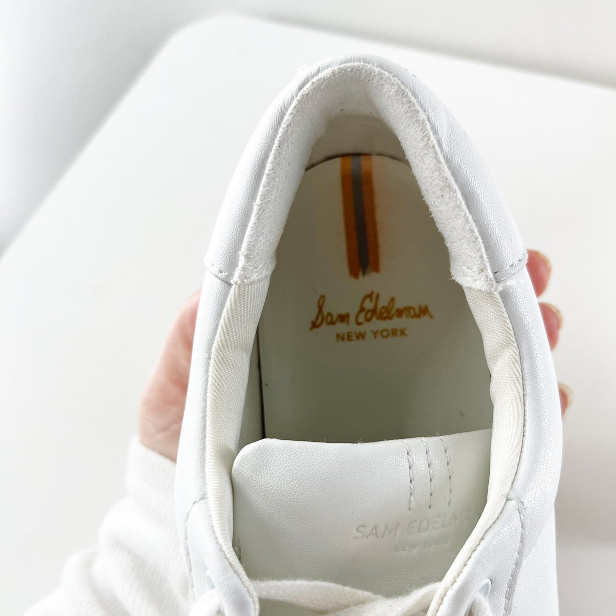 Sam Edelman Ethyl Leather Low-Top Comfort Sneakers White 7