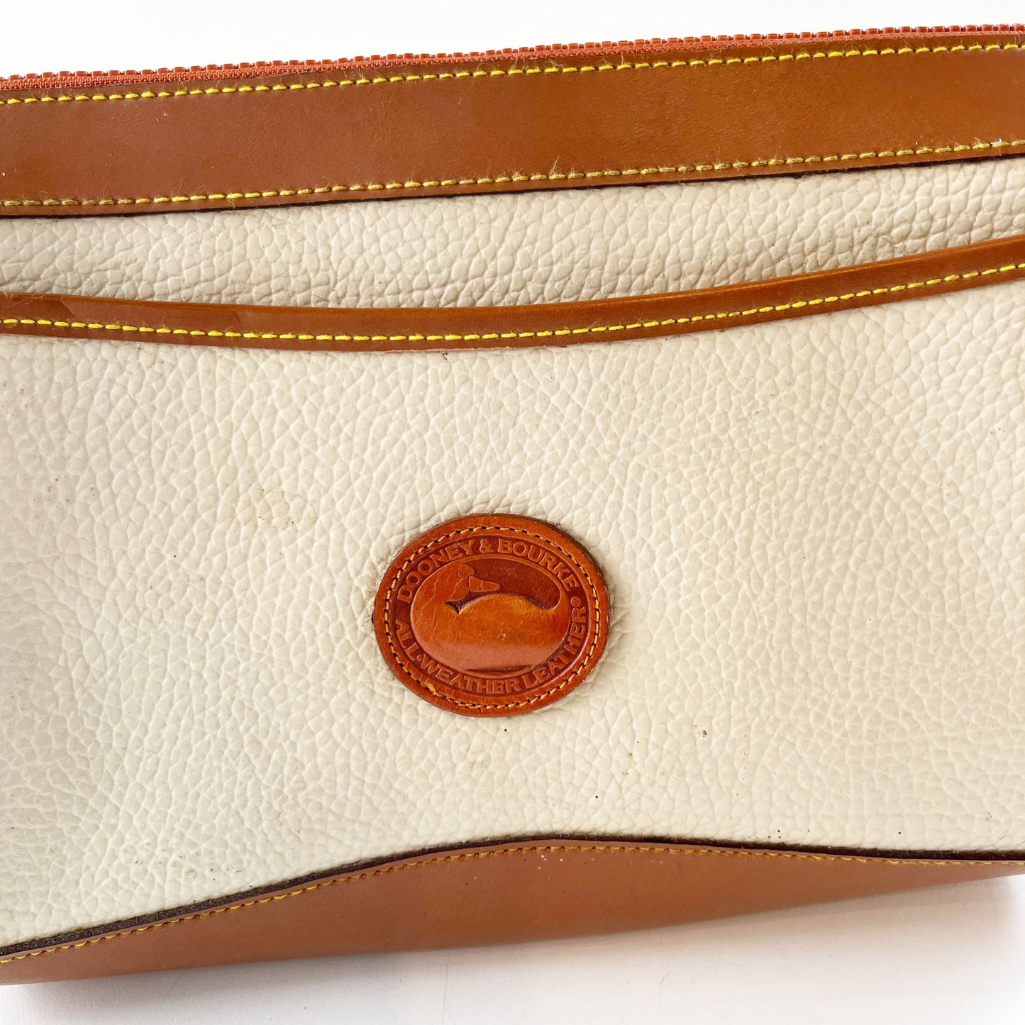 Dooney & Bourke All Weather Two Tone Vintage Crossbody Bag Purse Cream Brown