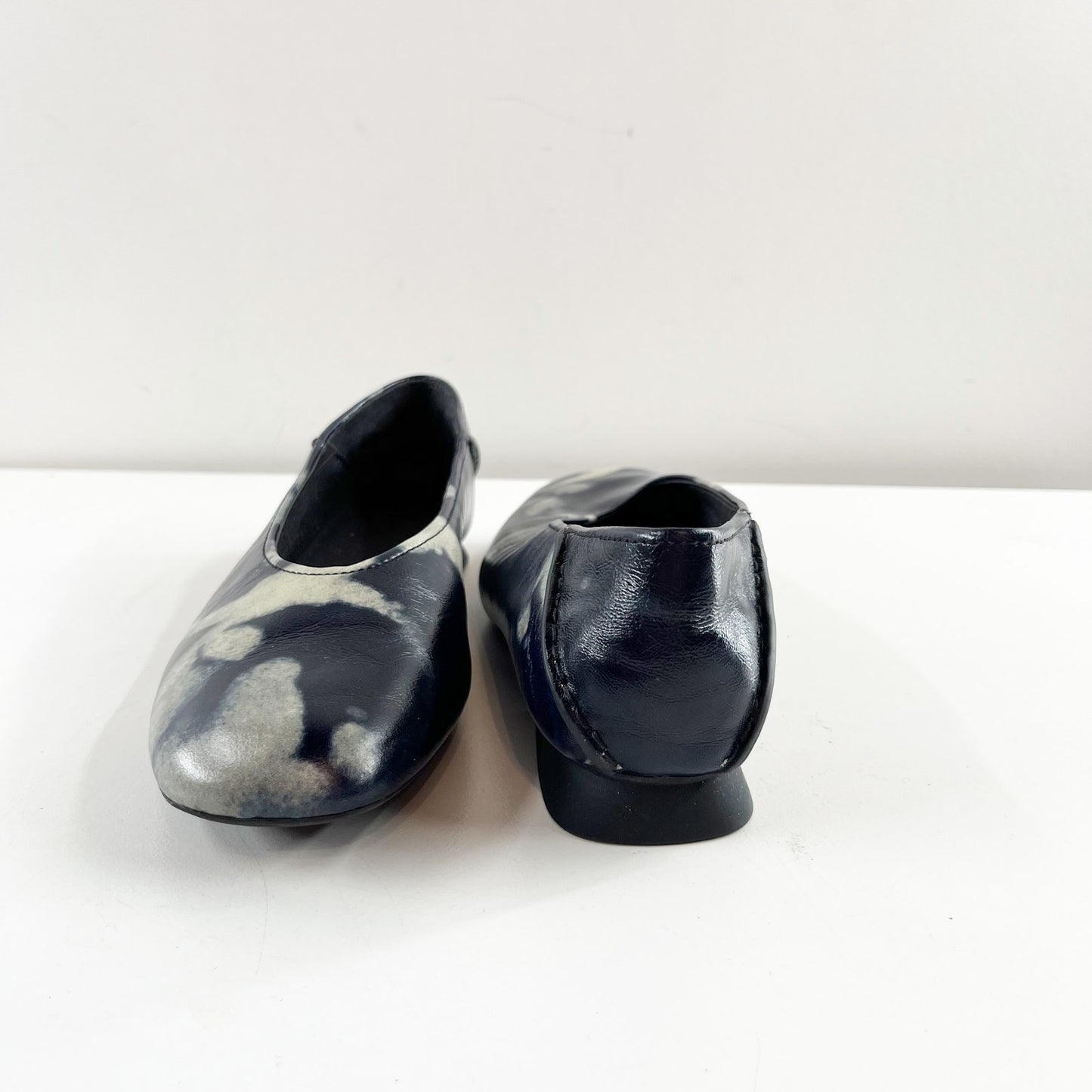 Camper Casi Myra Square Toe Leather Ballet Flats Blue Black 37 / 6.5