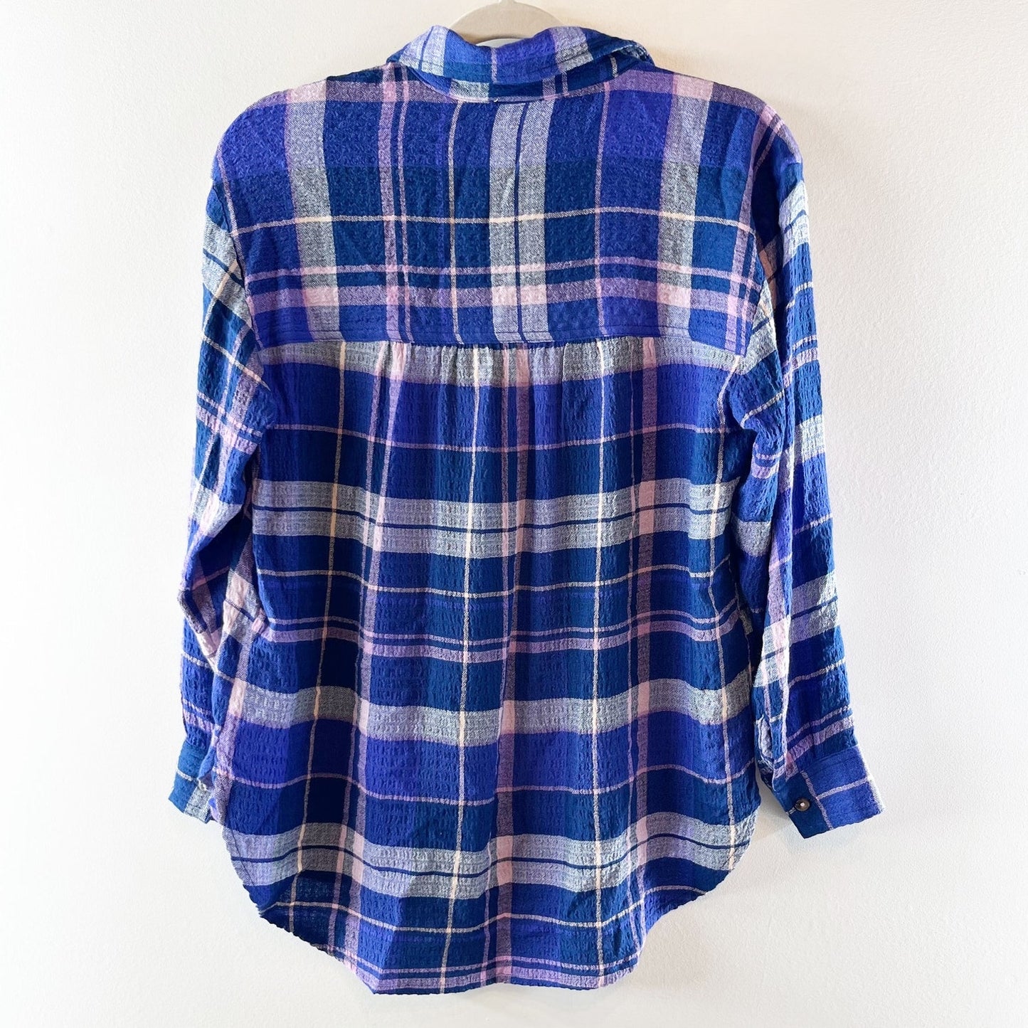 Pilcro Anthropologie Hadley Long Sleeve Button Up Plaid Flannel Shirt Blue XS P