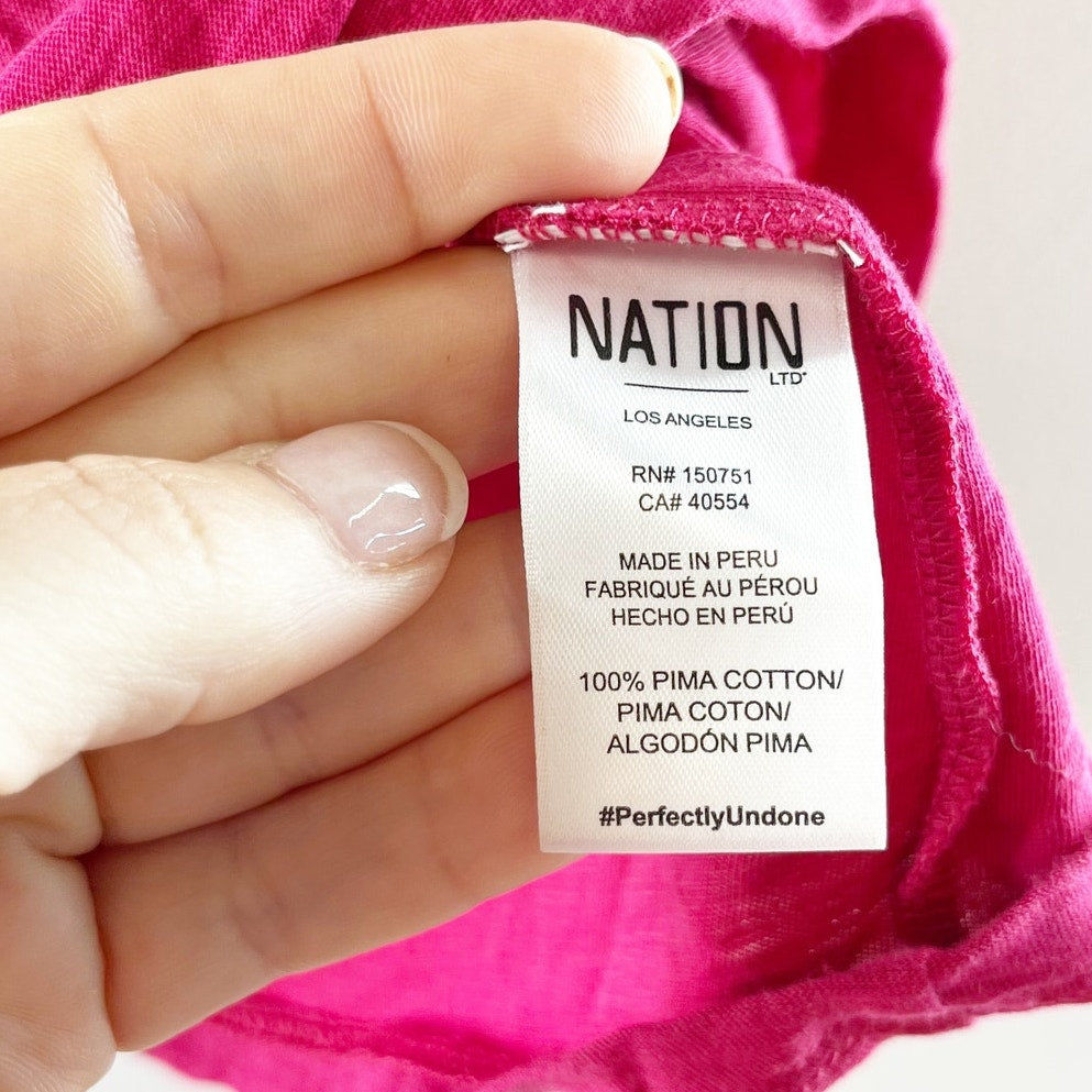 Nation LTD Lorna Flutter Sleeve Short Sleeve Tee Shirt Top Pink XS