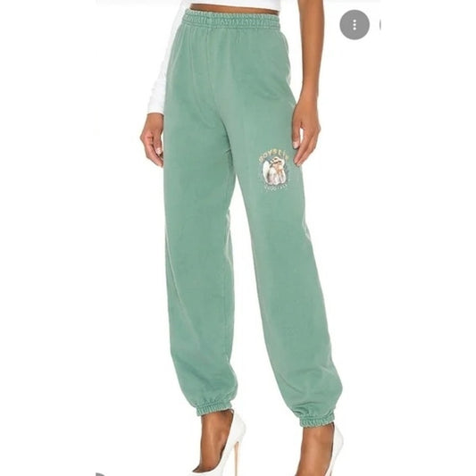 Boys Lie High Rise Good Bye Angel Jogger Sweatpants Green Medium