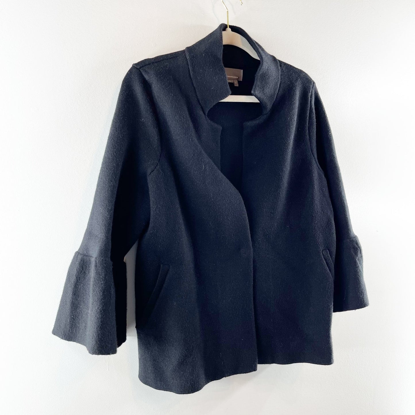 Anthropologie Blaise Soft Bell Sleeve Cardigan Jacket Black Medium