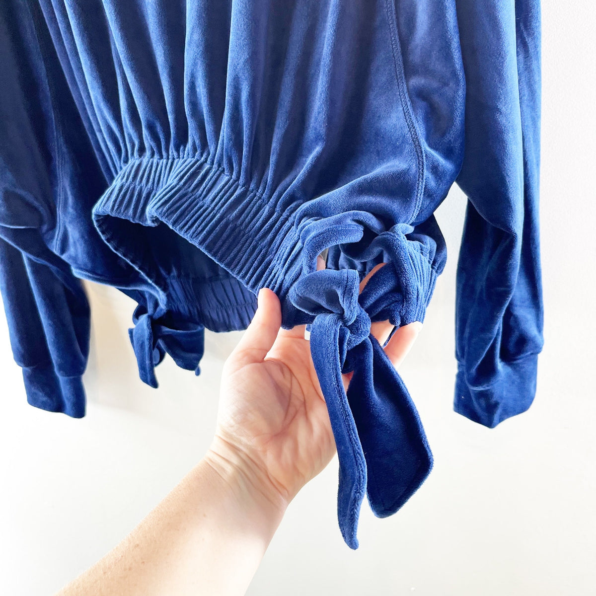 Daily Practice x Anthropologie Side-Tie Velvet Pullover Sweater Cobalt Blue S