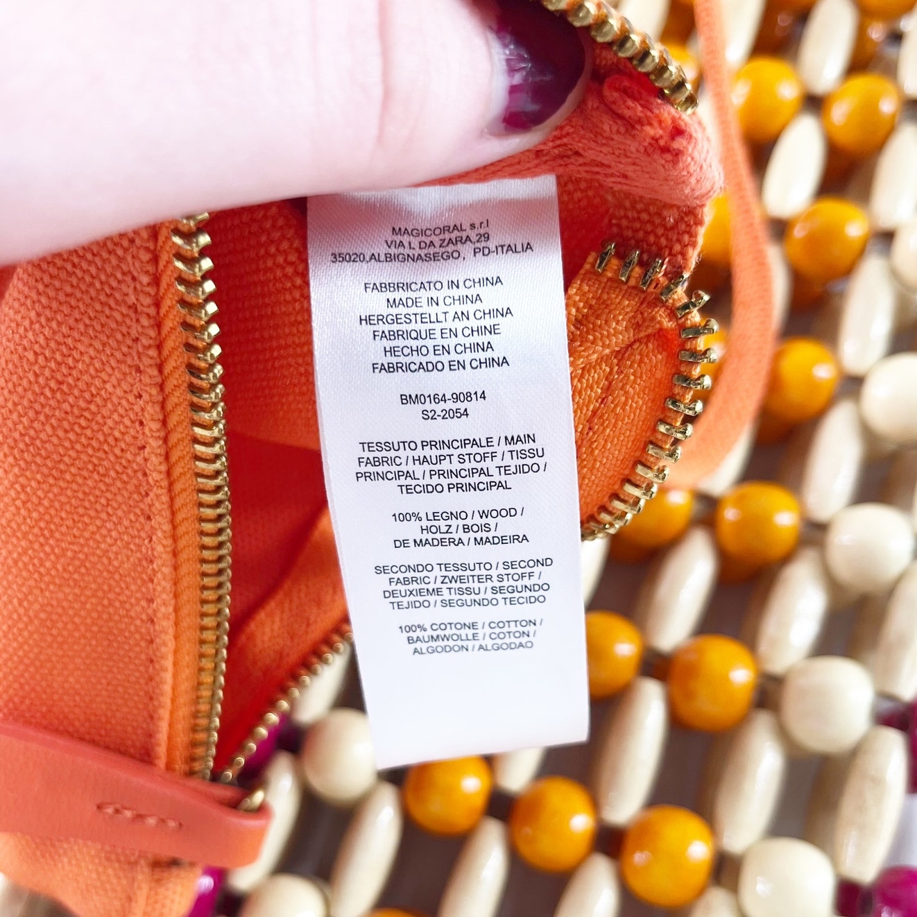 Maliparmi Crossbody Rectangle Beaded Bag Purse Purple Orange