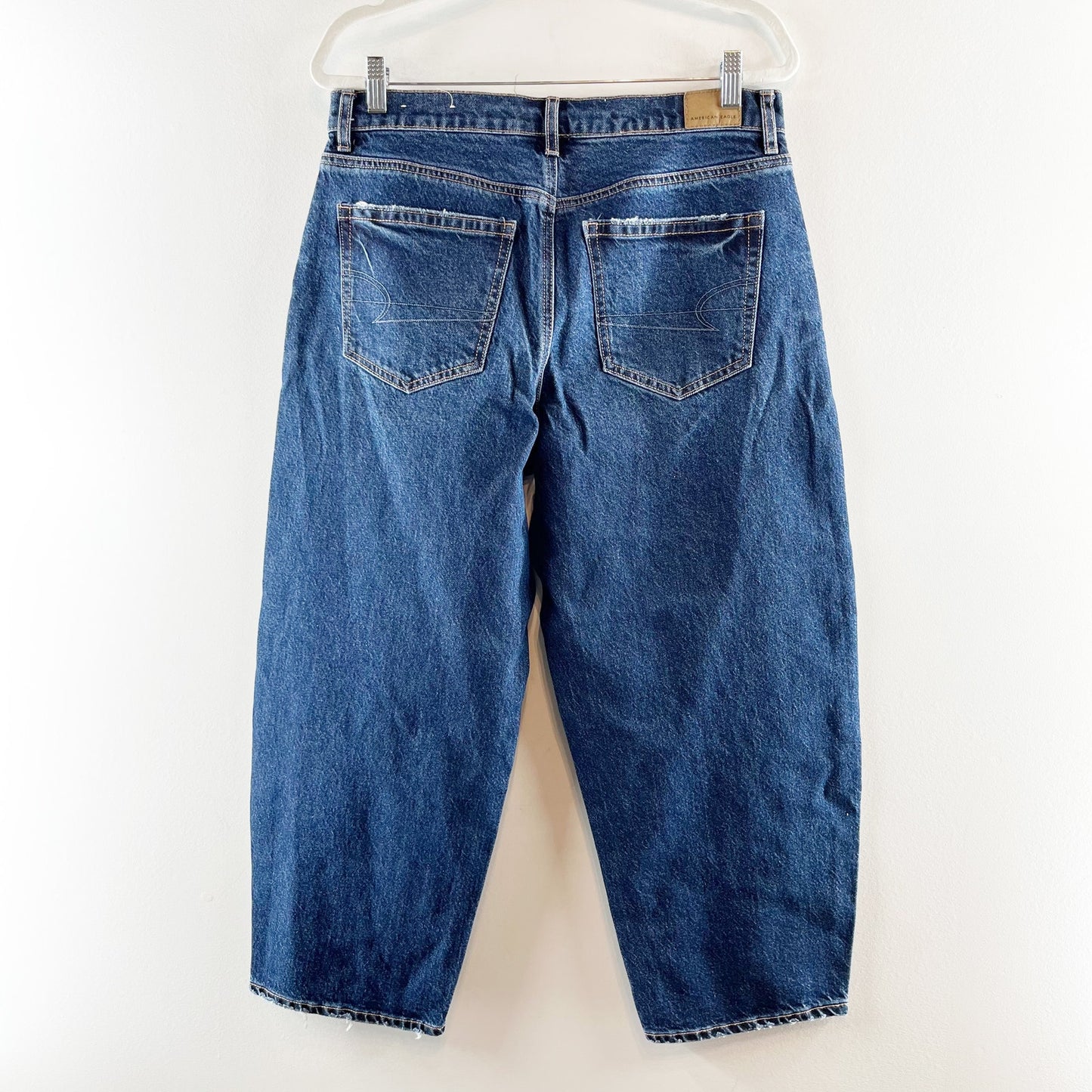 American Eagle Outfitters High Rise Stretch Denim Barrel Jeans Blue 8 Short