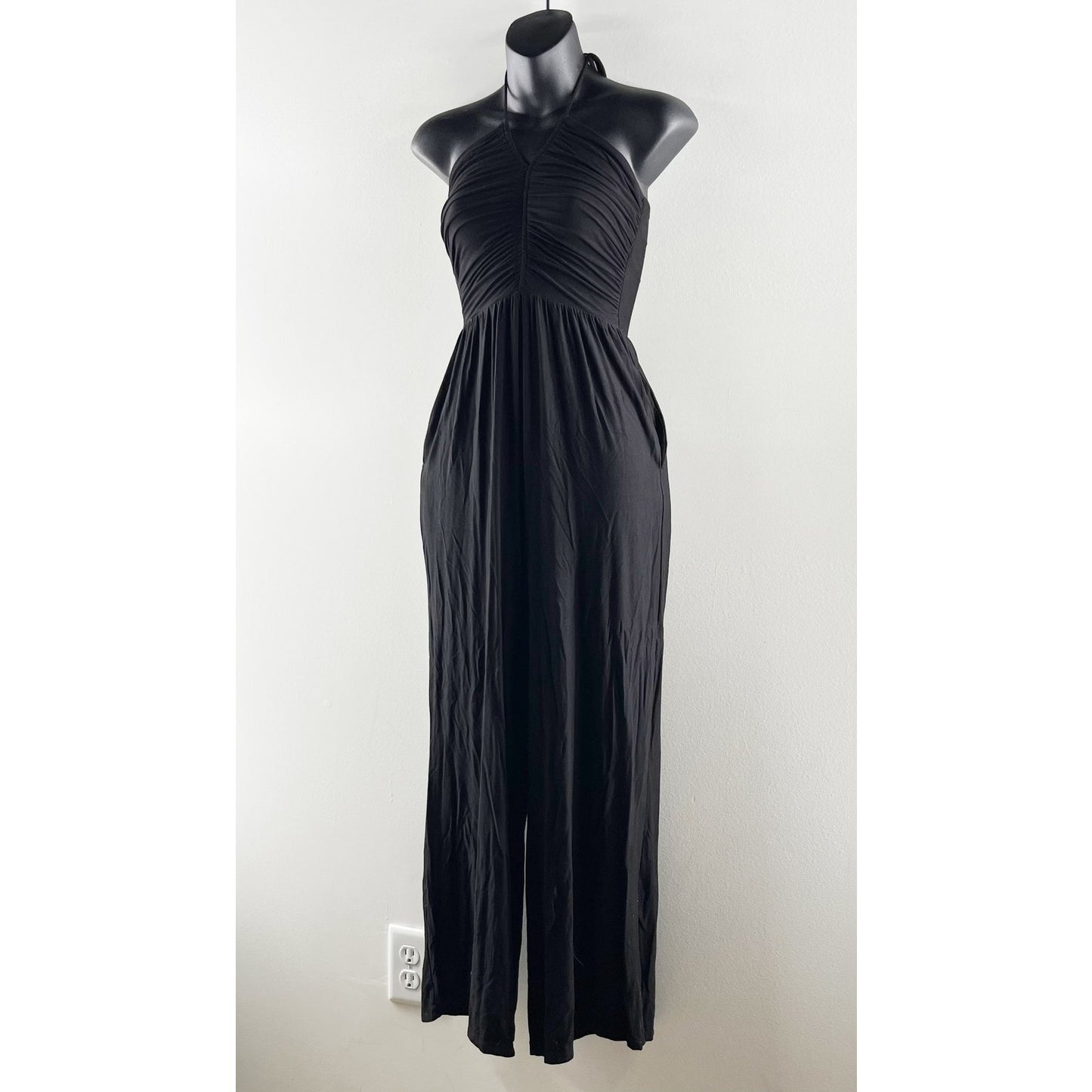 Evereve Noa Halter Wide Leg Jumpsuit Black XS