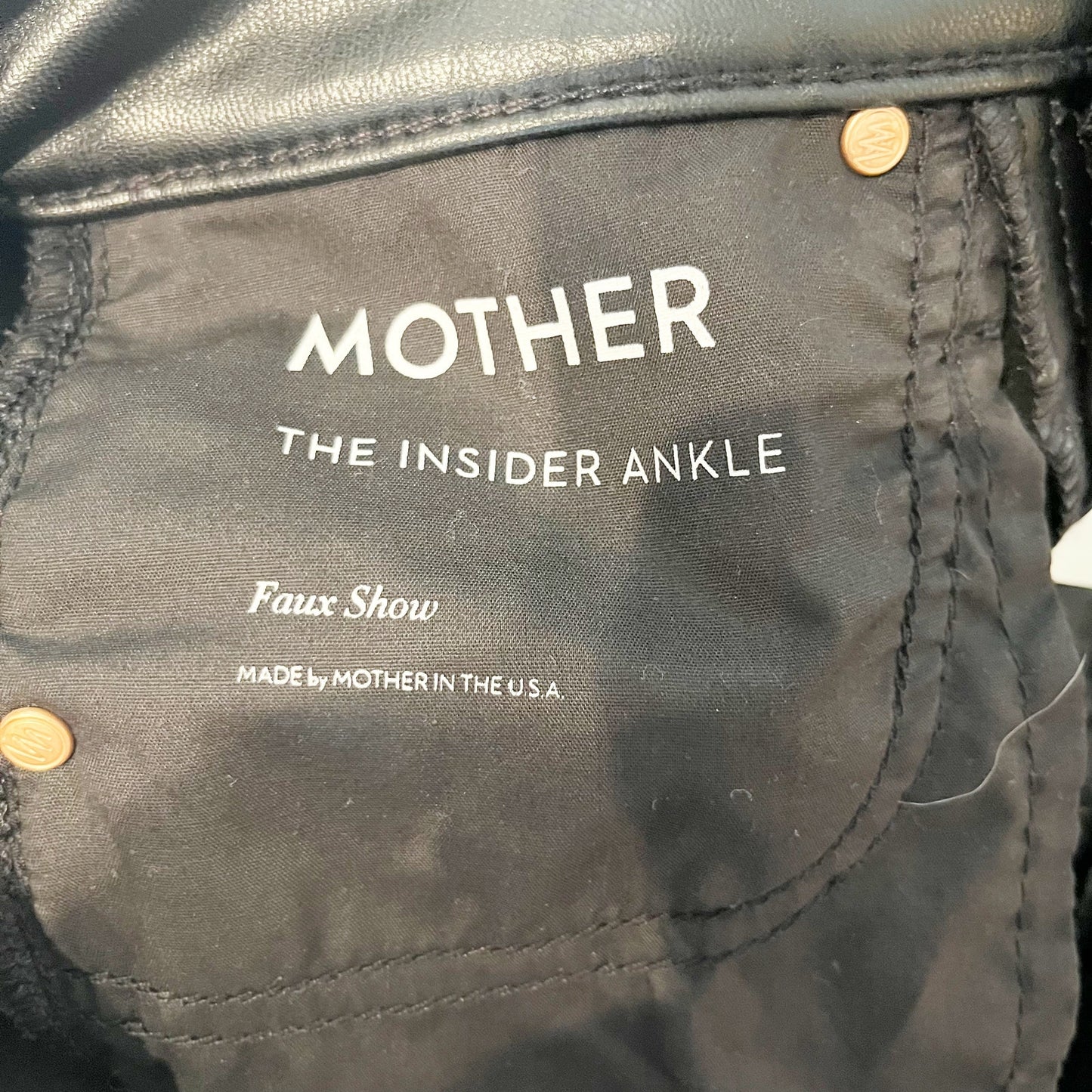 Mother The Insider High Waisted Ankle Bootcut Faux Leather Pants Faux Show 26