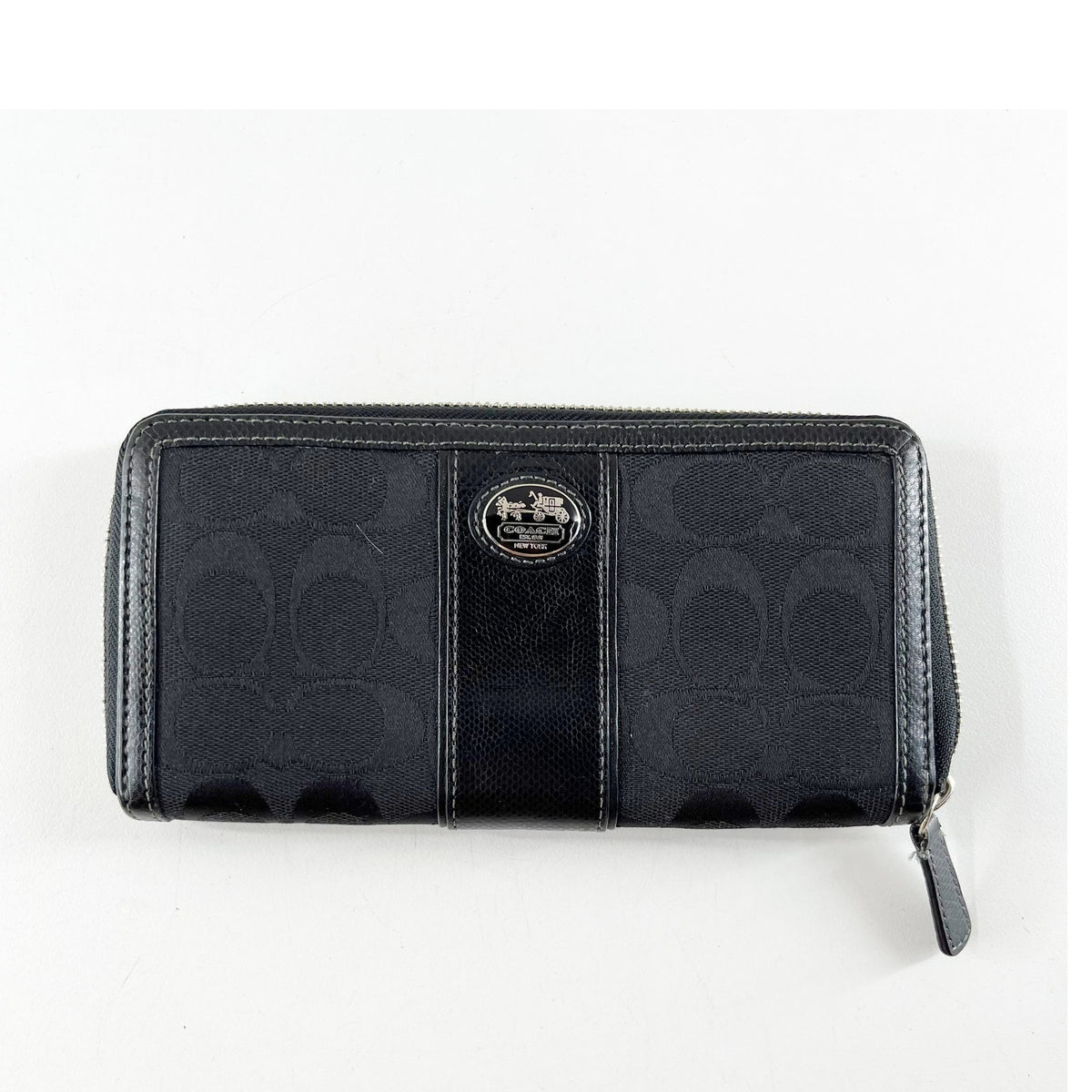 Coach Canvas Signature C Zip Around Wallet Black