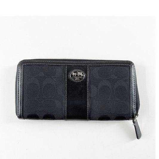 Coach Canvas Signature C Zip Around Wallet Black