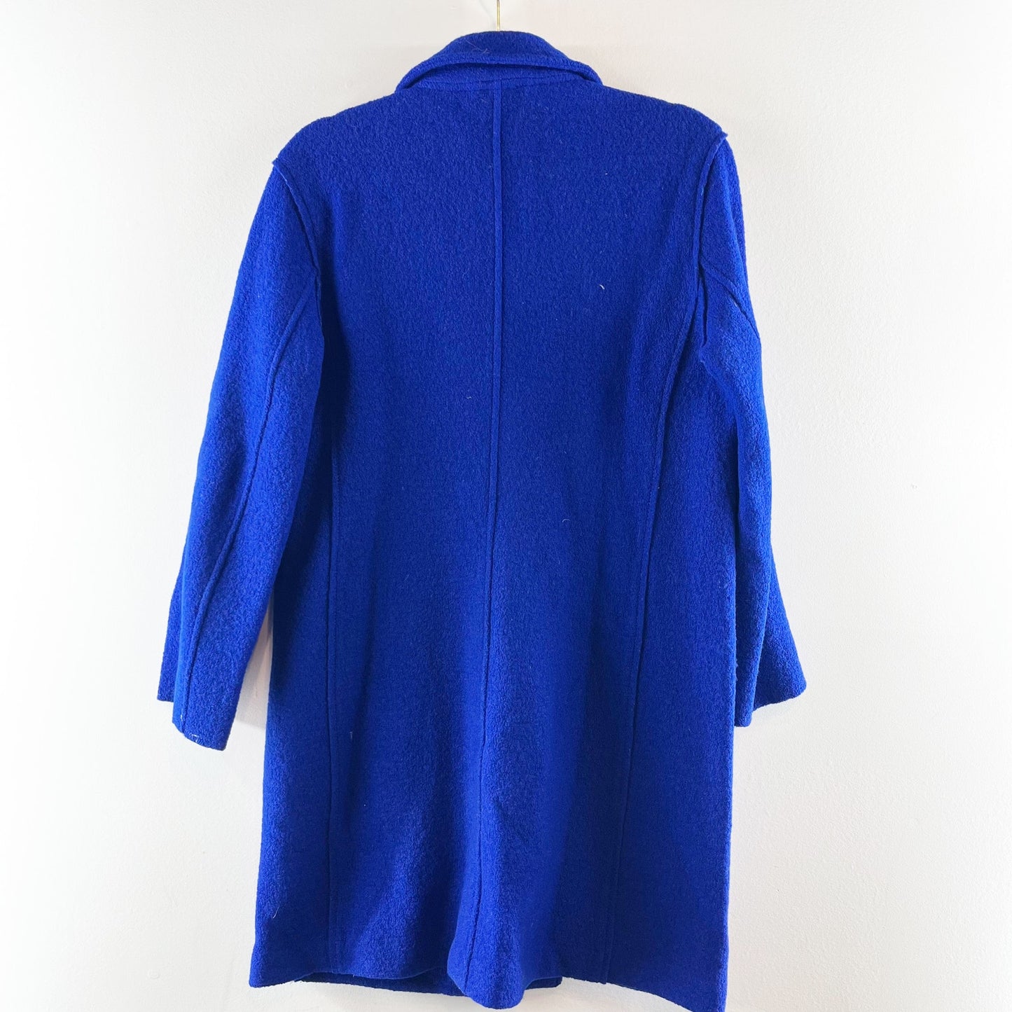 J. Crew Italian Boiled Wool Daphne Notch Lapel Longline Topcoat Cobalt Blue 4