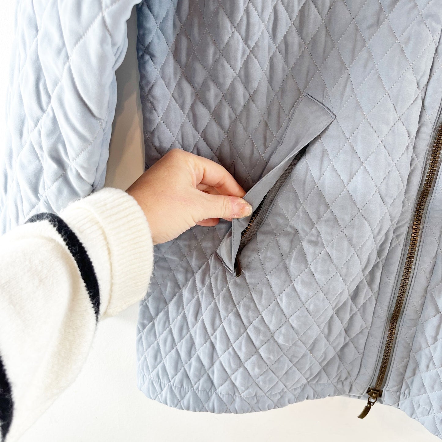 Barbour Lulworth Quilted Long Sleeve Full Zip Jacket Coat Light Blue 8