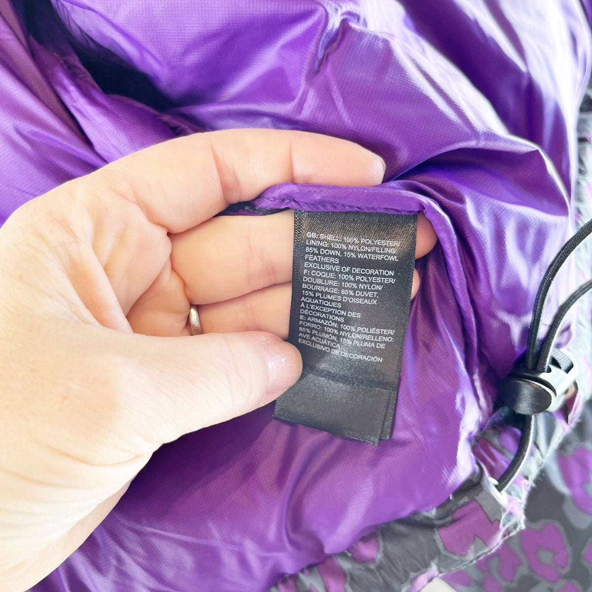 The North Face Purple Leopard Nuptse Cropped Puffer Jacket Small