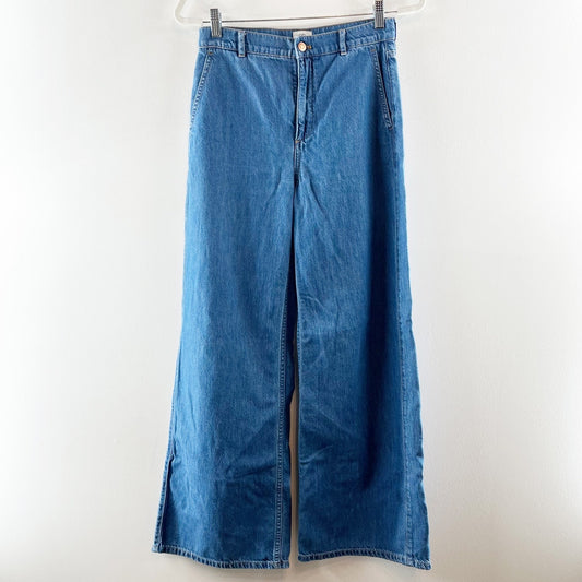 J. Crew High Rise Drapey Trouser Wide Leg Jeans Blue 26