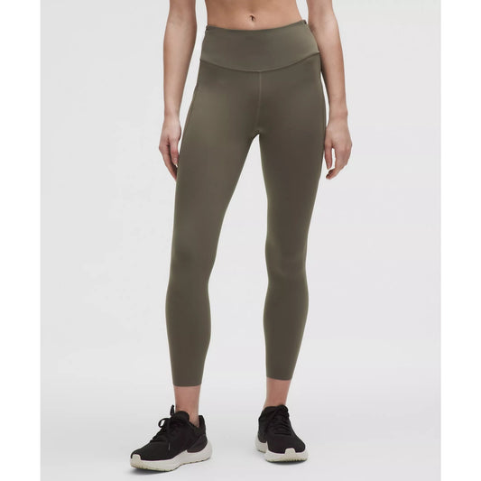 Lululemon Fast and Free High Rise 25" Tight Leggings Pockets Green 0