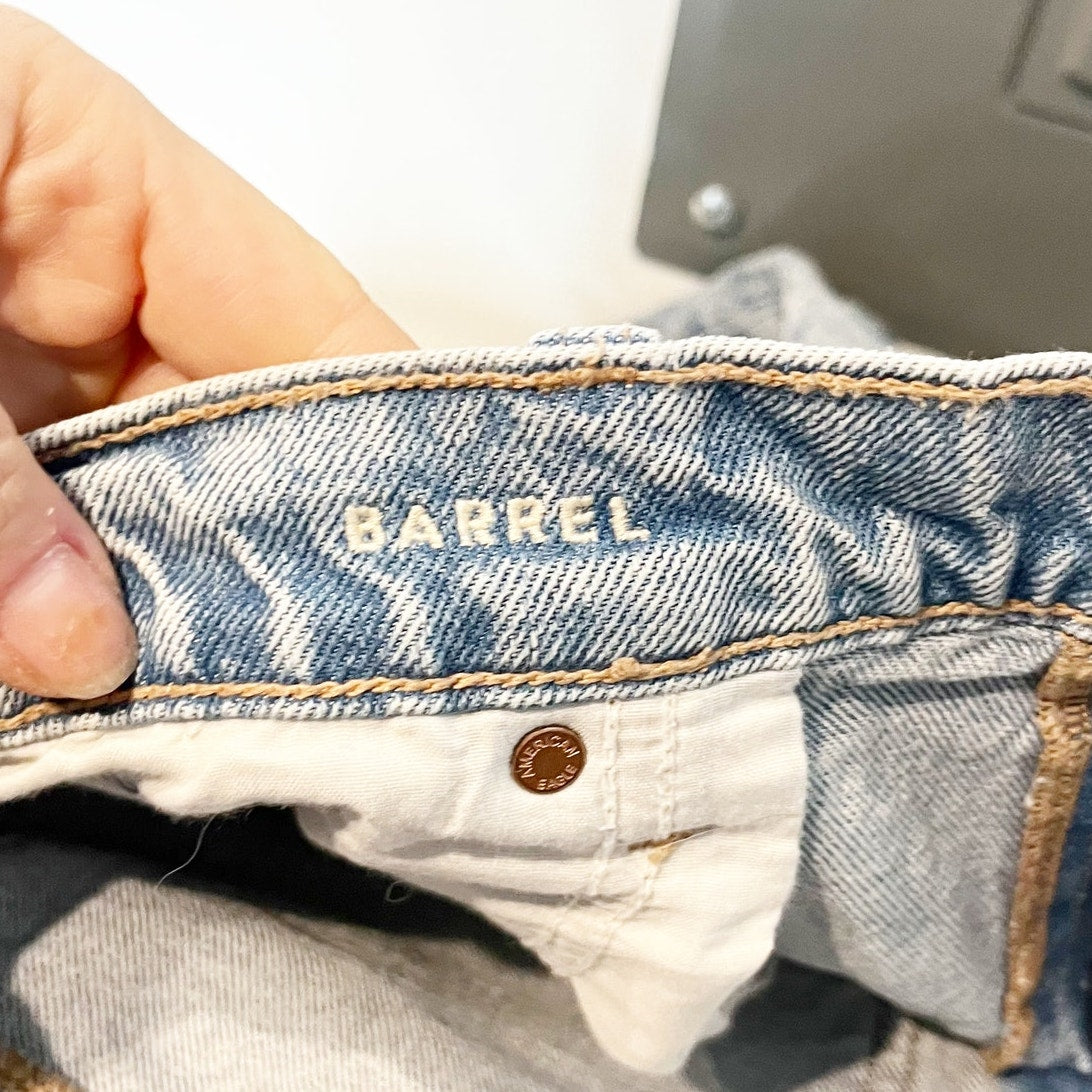 American Eagle Outfitters Stretch Mid Rise Denim Barrel Jeans Blue 10 / 30