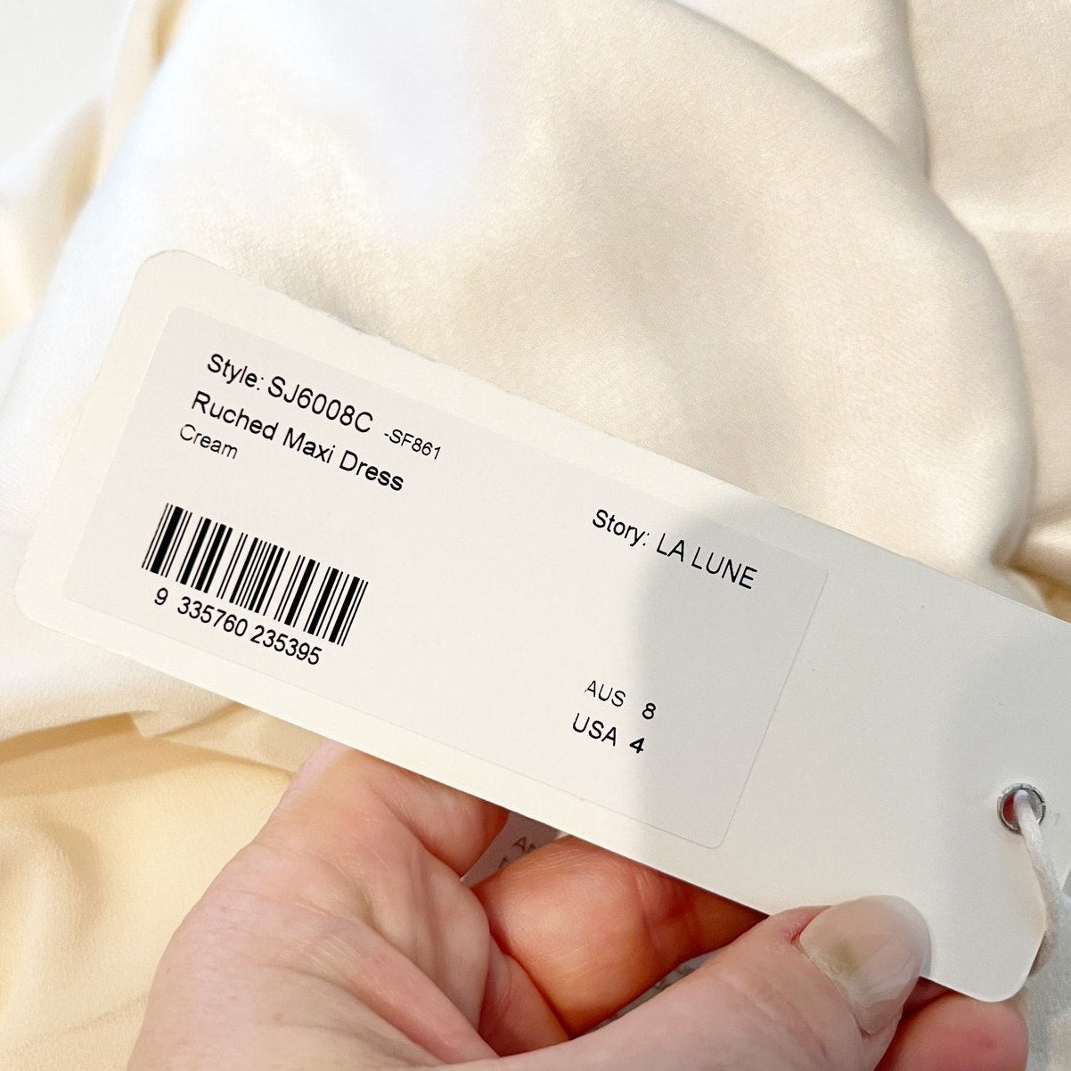 Shona Joy La Lune Ruched Side Slit Maxi Formal Slip l Dress Gown Cream 4