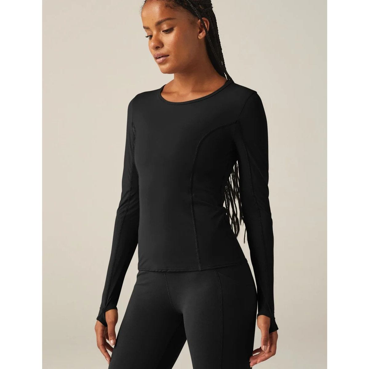 Beyond Yoga Powerbeyond Lite Airshield Long Sleeve Active Top Black Large