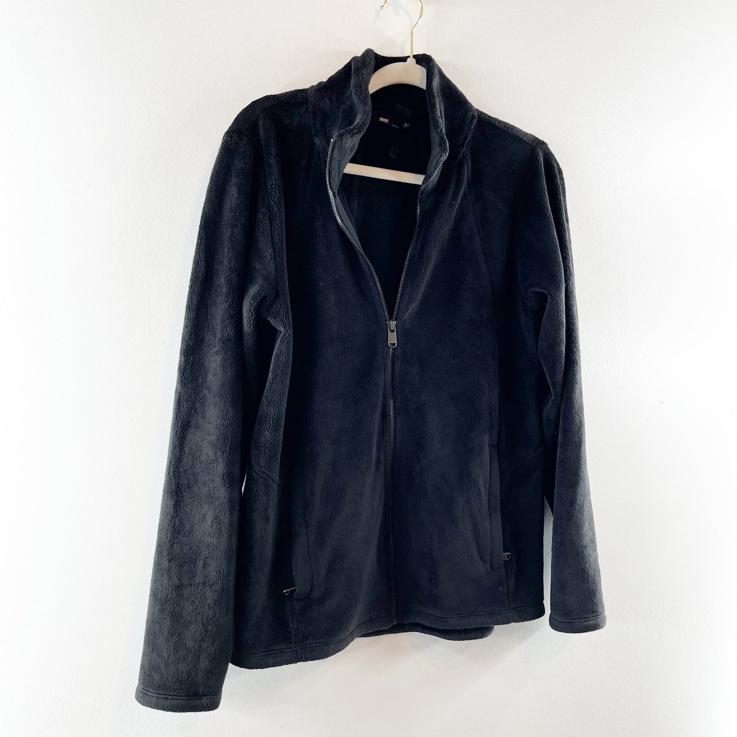 Athleta Recover Stretch Long Sleeve Full Zip Fleece Jacket Black Medium