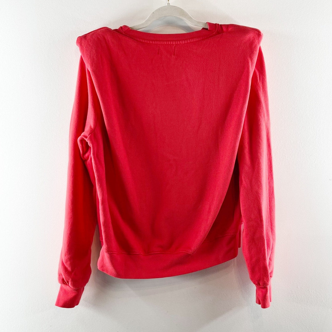 Sundry 100% Cotton Long Sleeve Padded Shoulder Crew Neck Fleece Sweatshirt Red