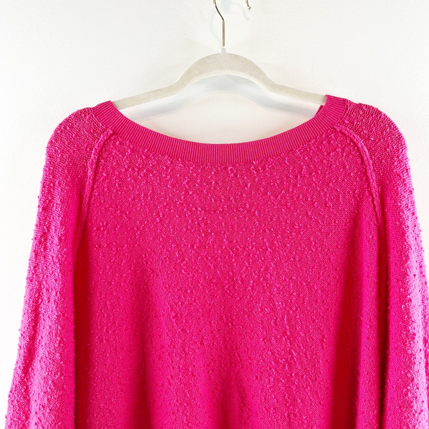 Free People Found My Friend Pullover Popcorn Oversized Sweater Pink Small