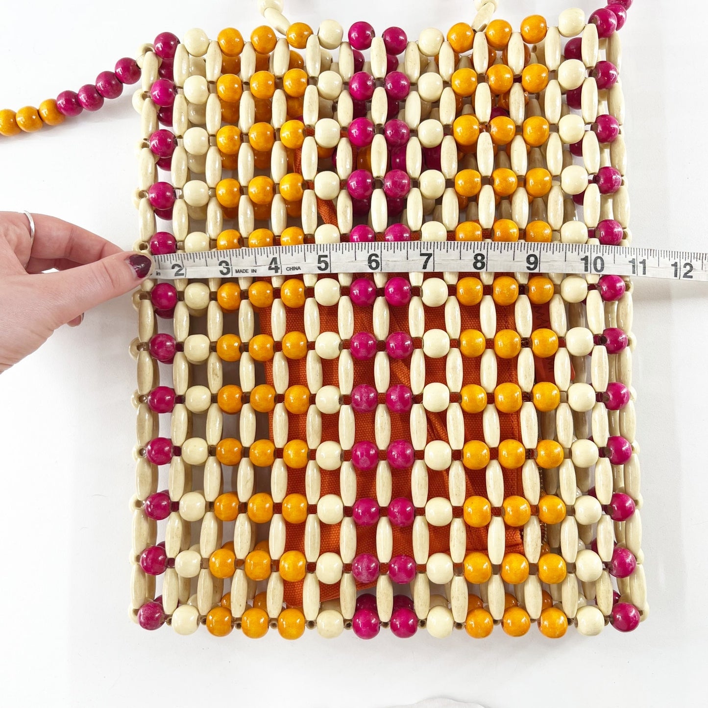 Maliparmi Crossbody Rectangle Beaded Bag Purse Purple Orange