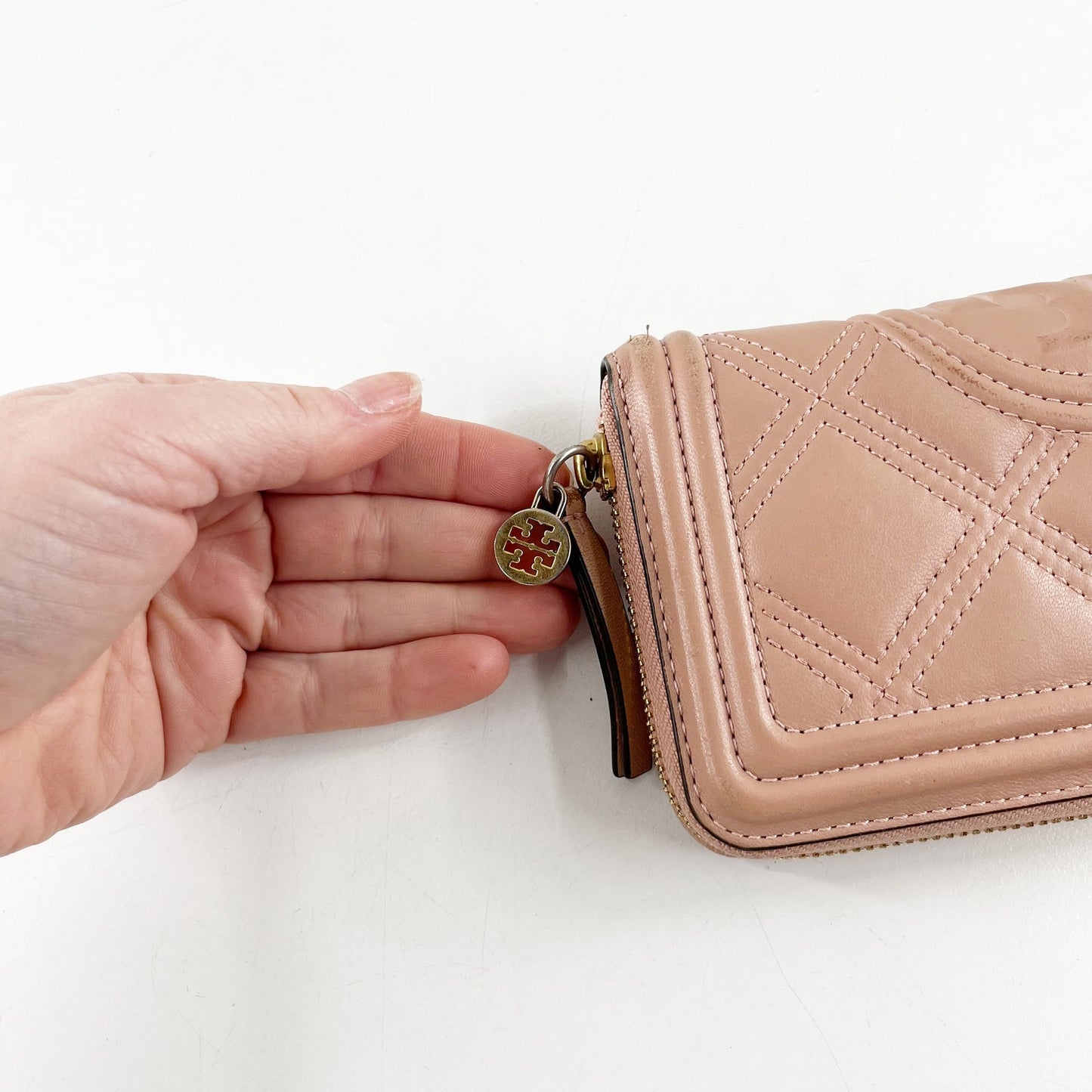 Tory Burch Flemming Continental Zip Around Leather Wallet Pink