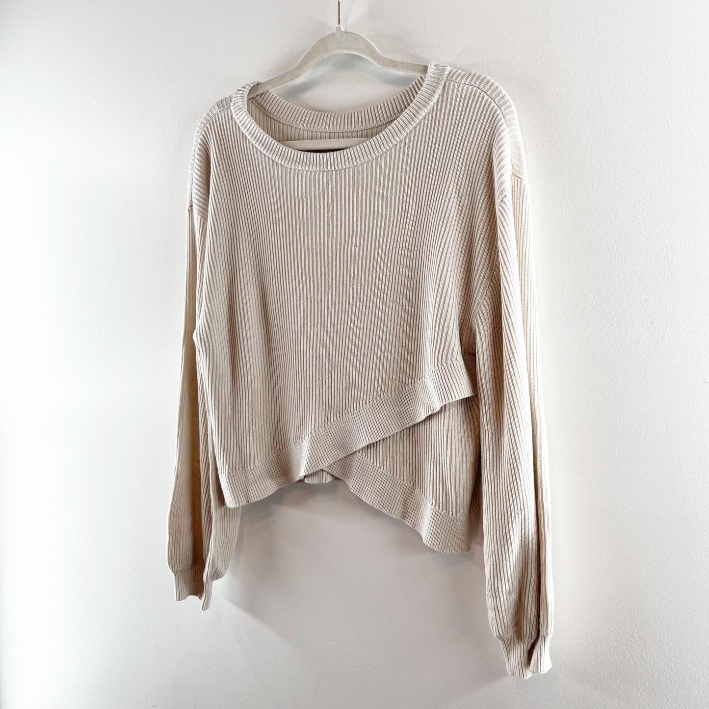 Lululemon Ribbed Reversible Crossover Sweater Tan Beige 10