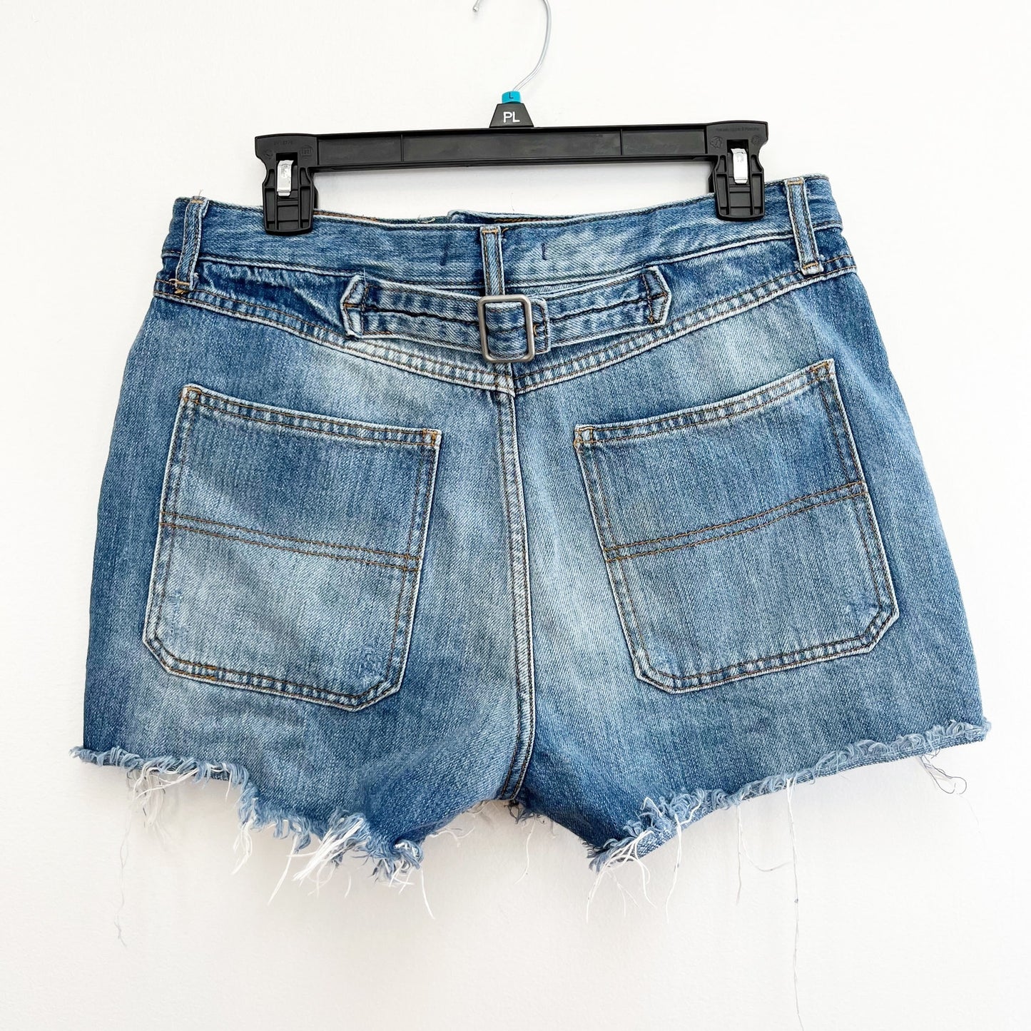 Free People We The Free Jesse Carpenter High Rise Button Fly Shorts Blue 30