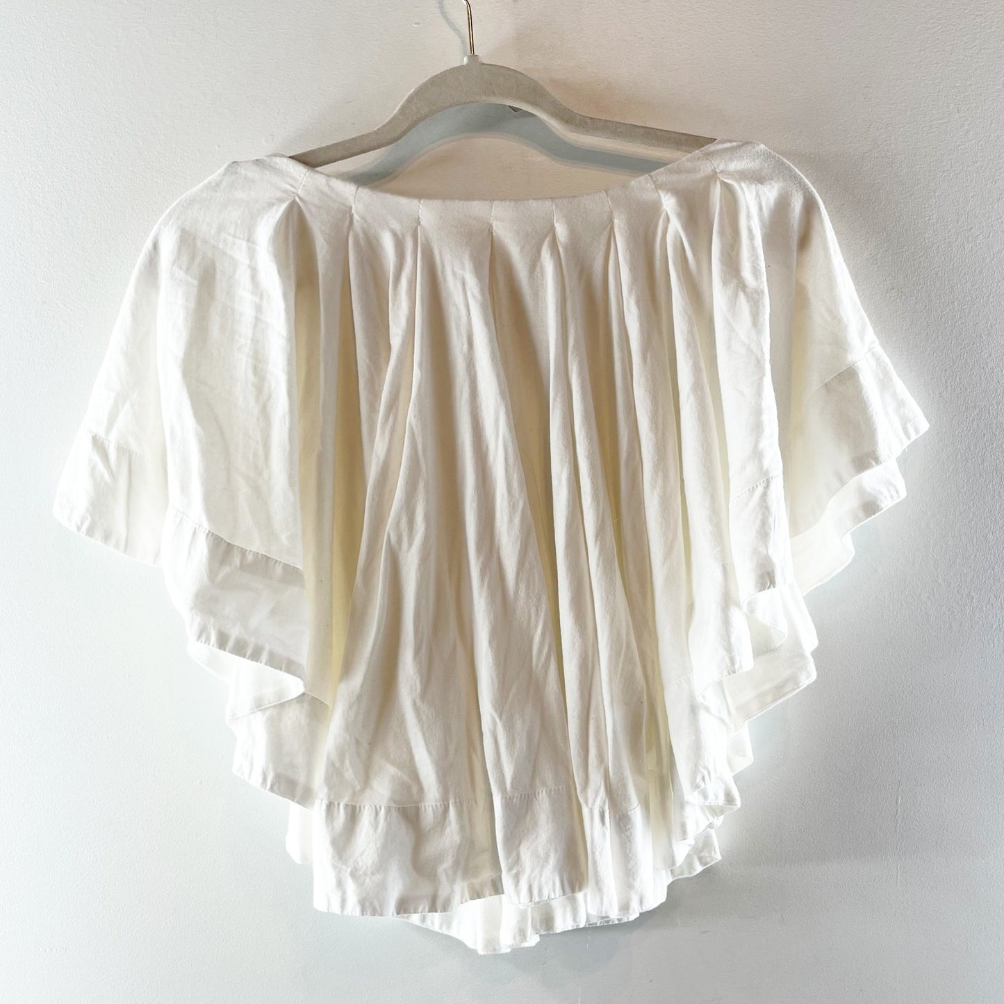 Maeve Anthropologie Ruffle Swing Top Blouse White Small