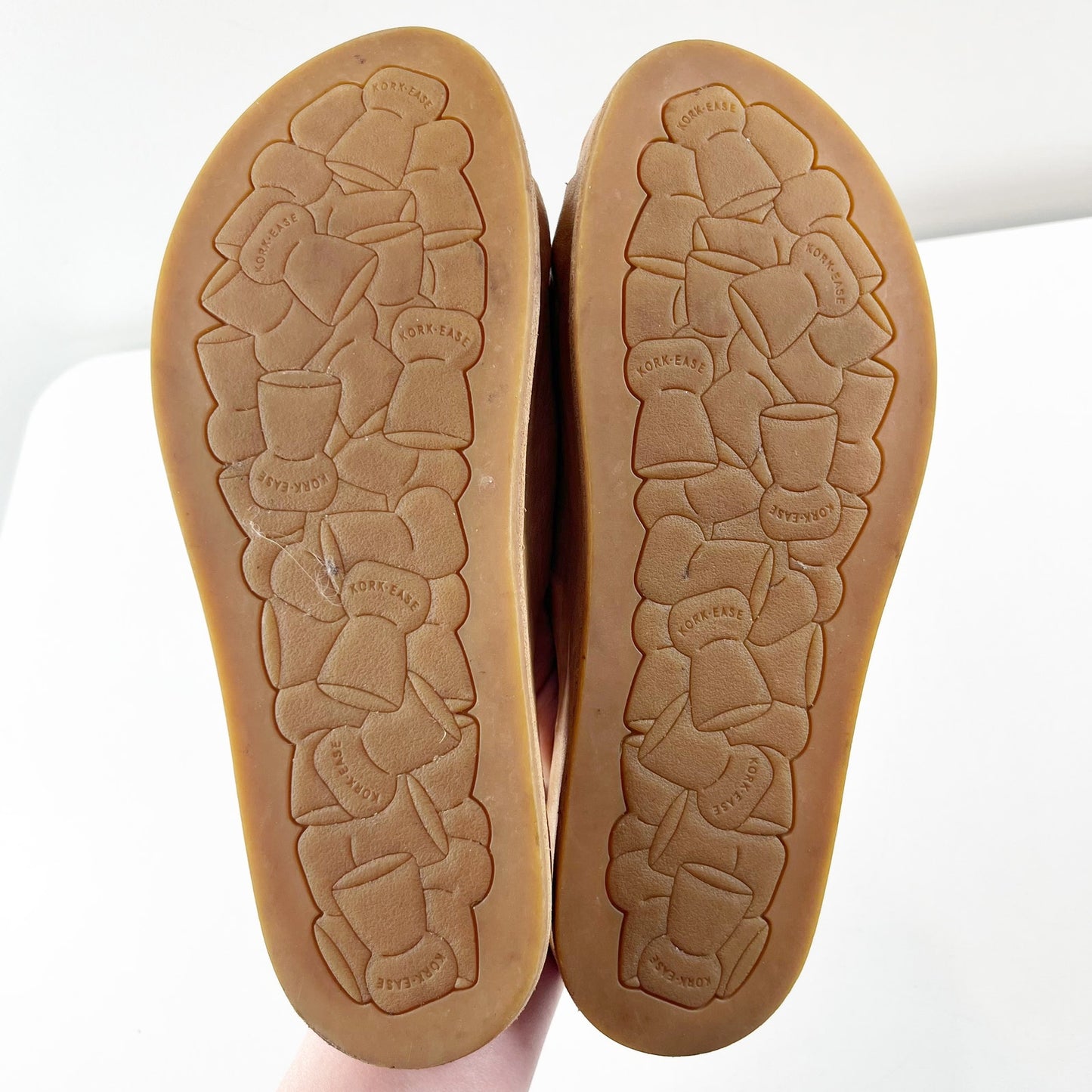 Kork-Ease Leather Slip On Open Toe Slides Natural Beige Tan 9