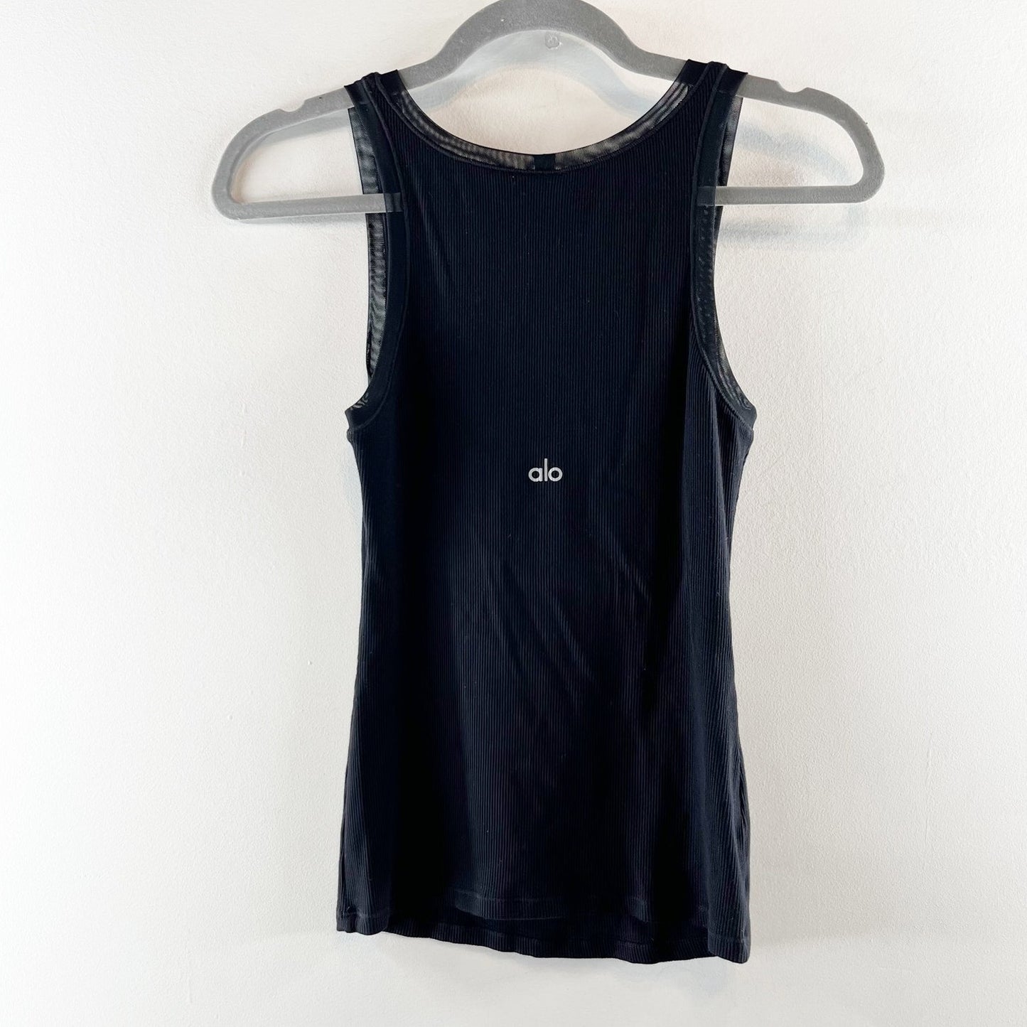 Alo Ribbed Mesh Secret Tank Top Black XS