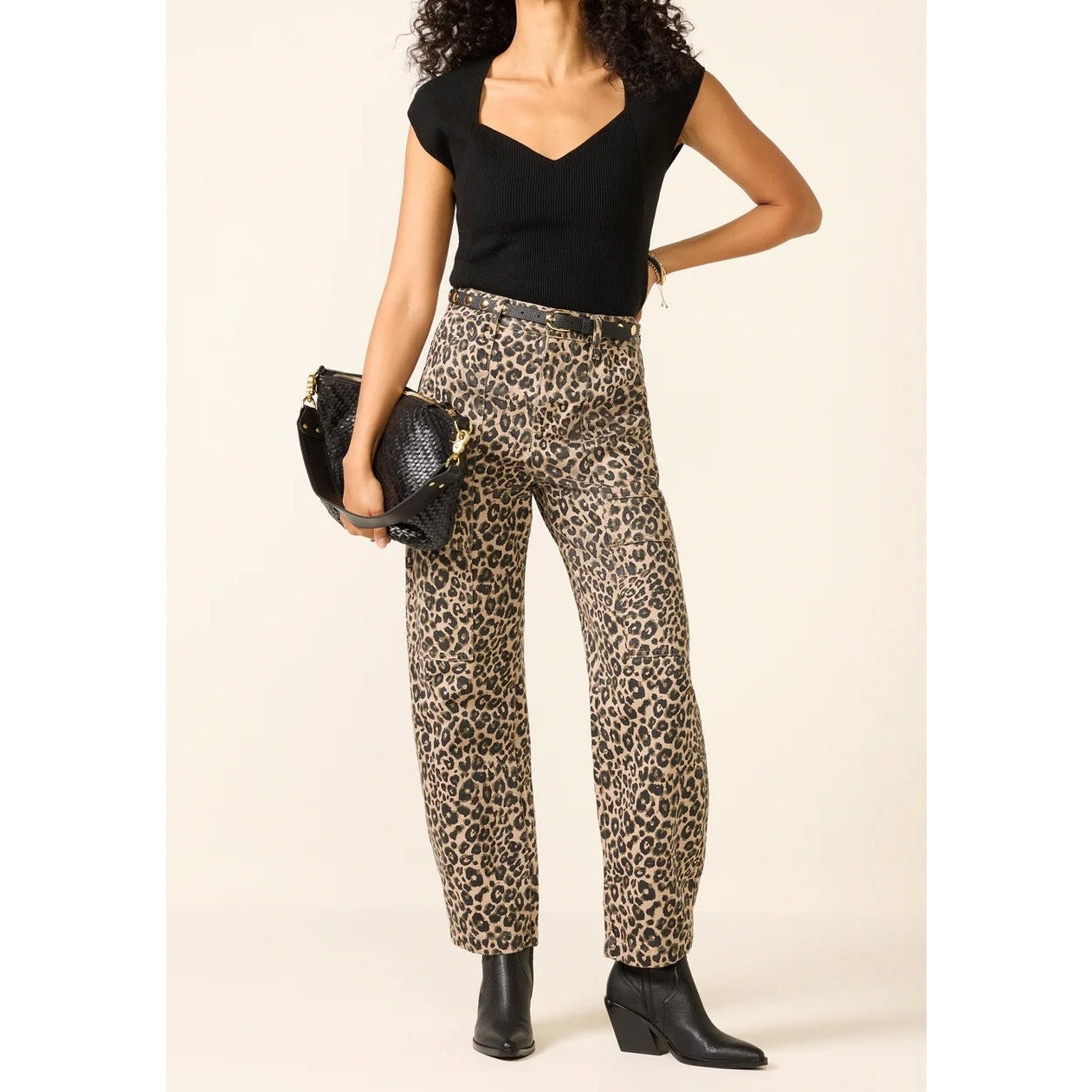 Evereve LNA Millie Cap Sleeve Sweetheart Neck Sweater Top Black Medium